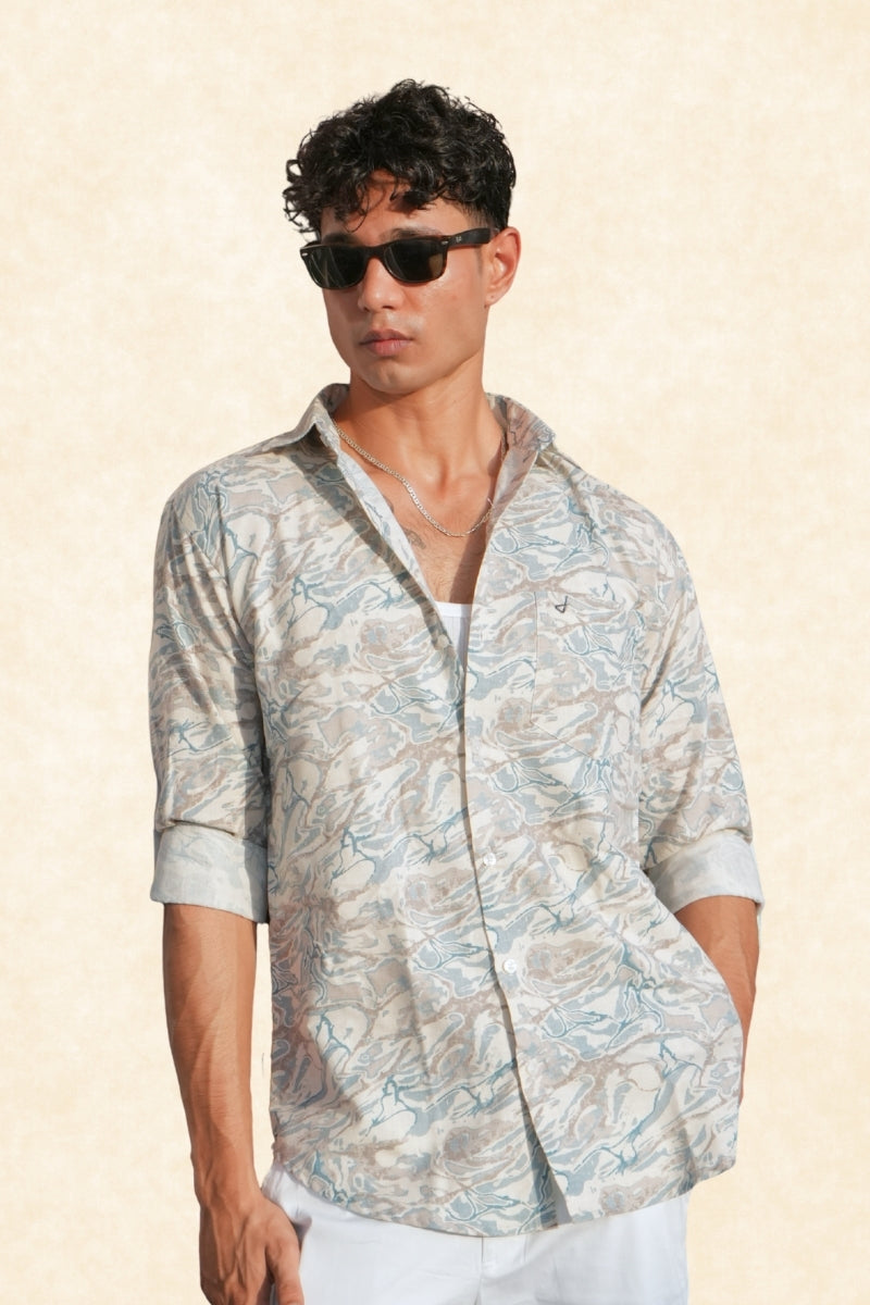 OCEAN WAVE PRINTED SHIRT