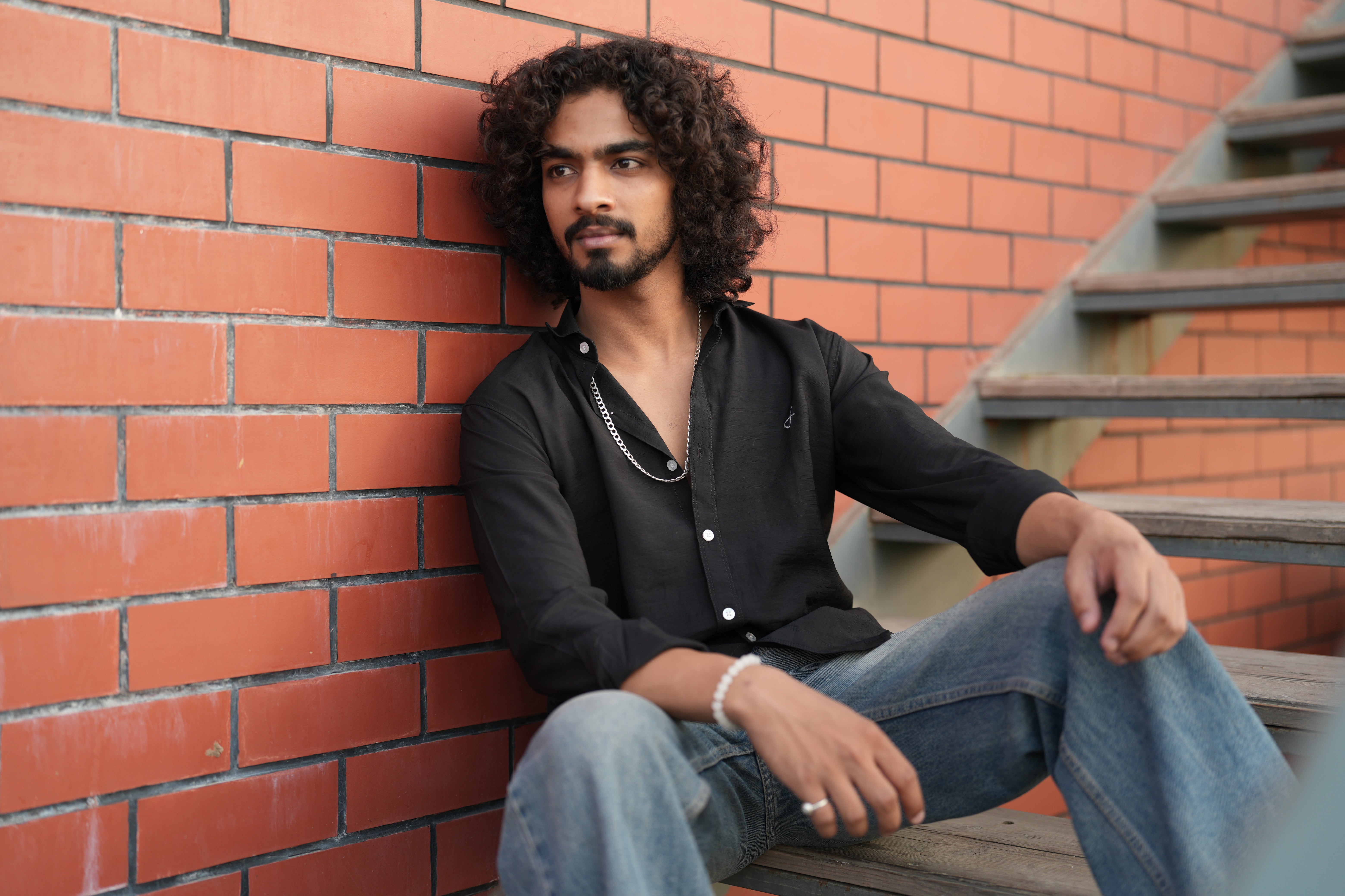 Black Slub Lycra Plain Shirt