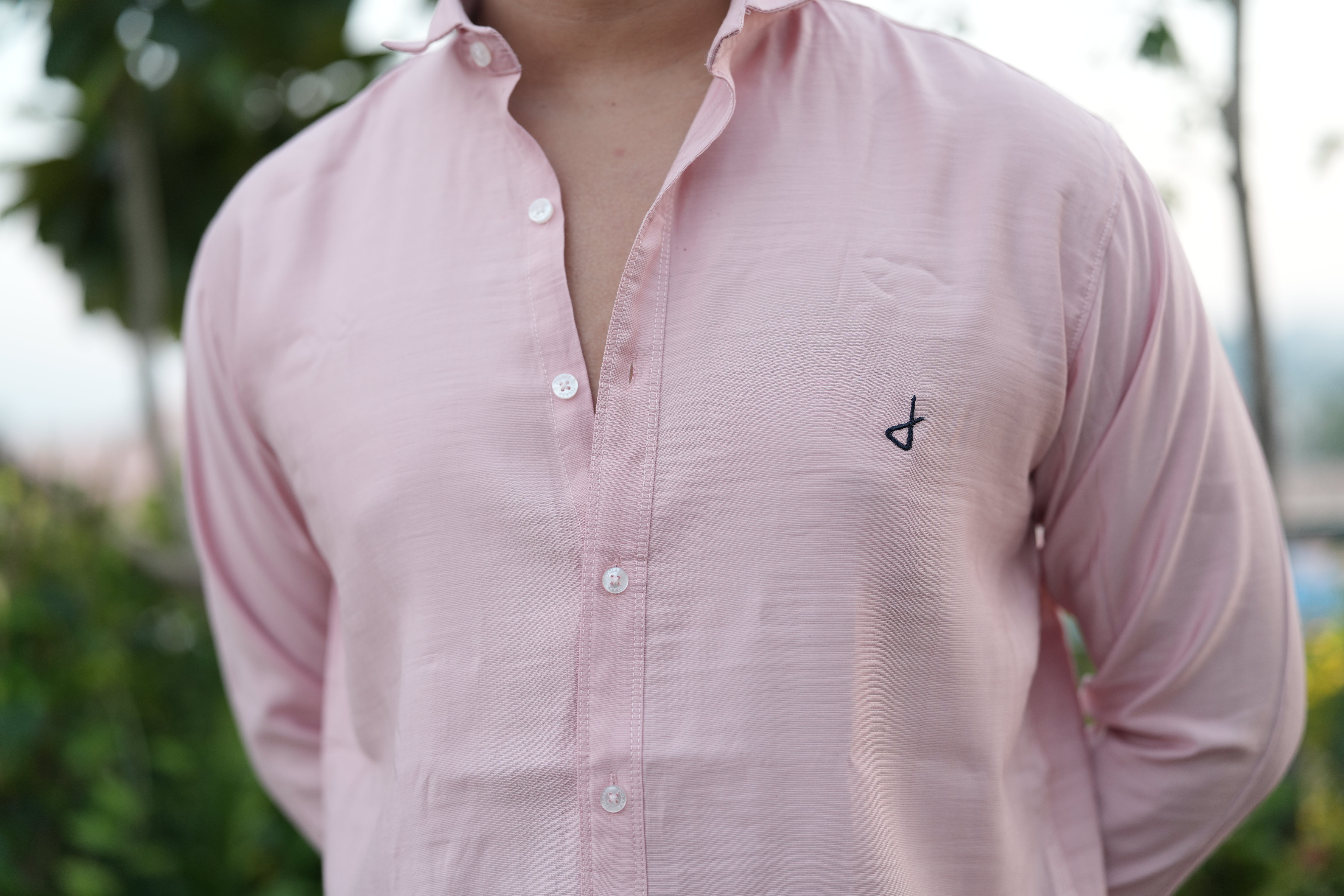 Pink Lining Lycra Plain Shirt