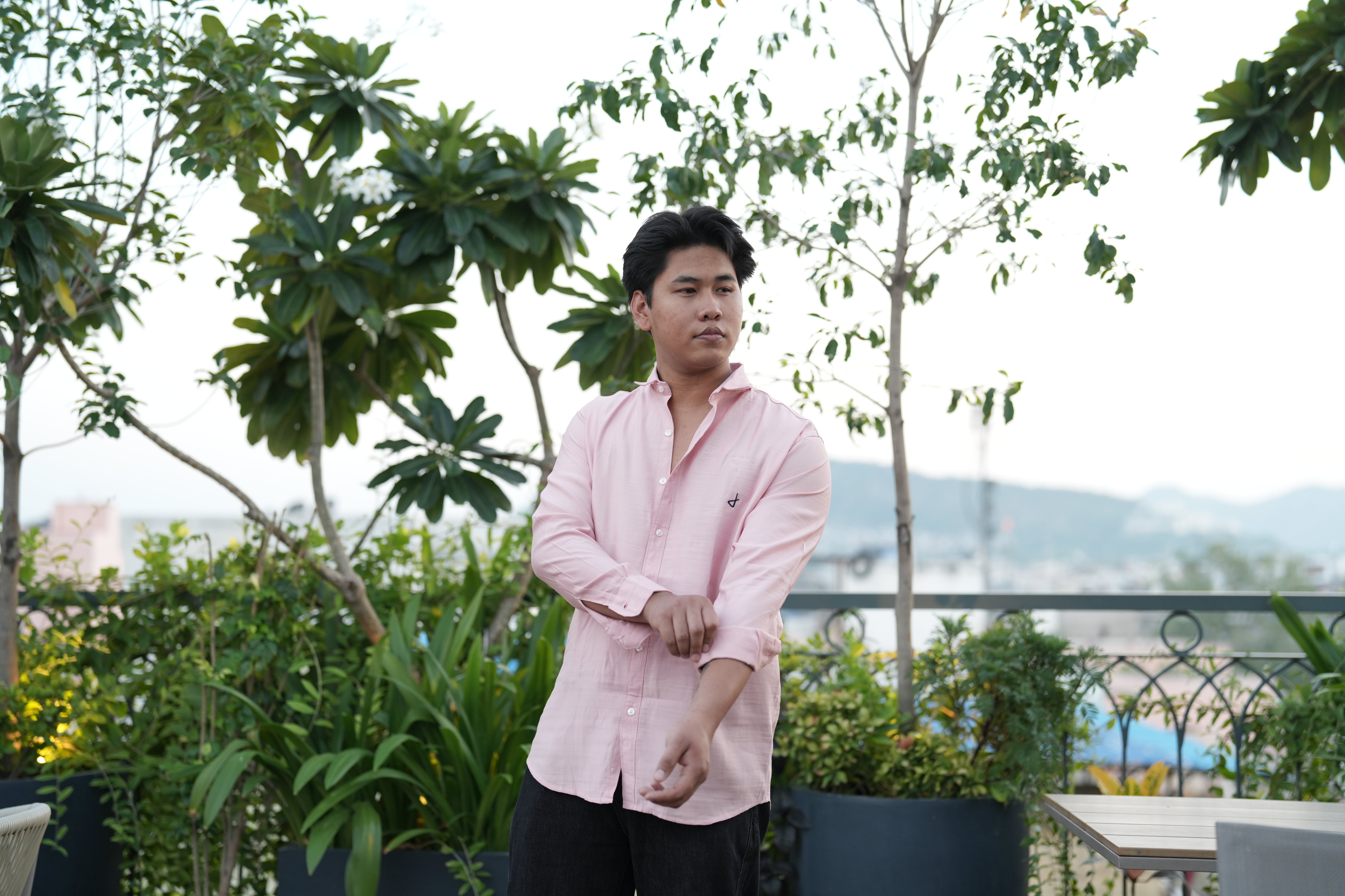 Pink Lining Lycra Plain Shirt