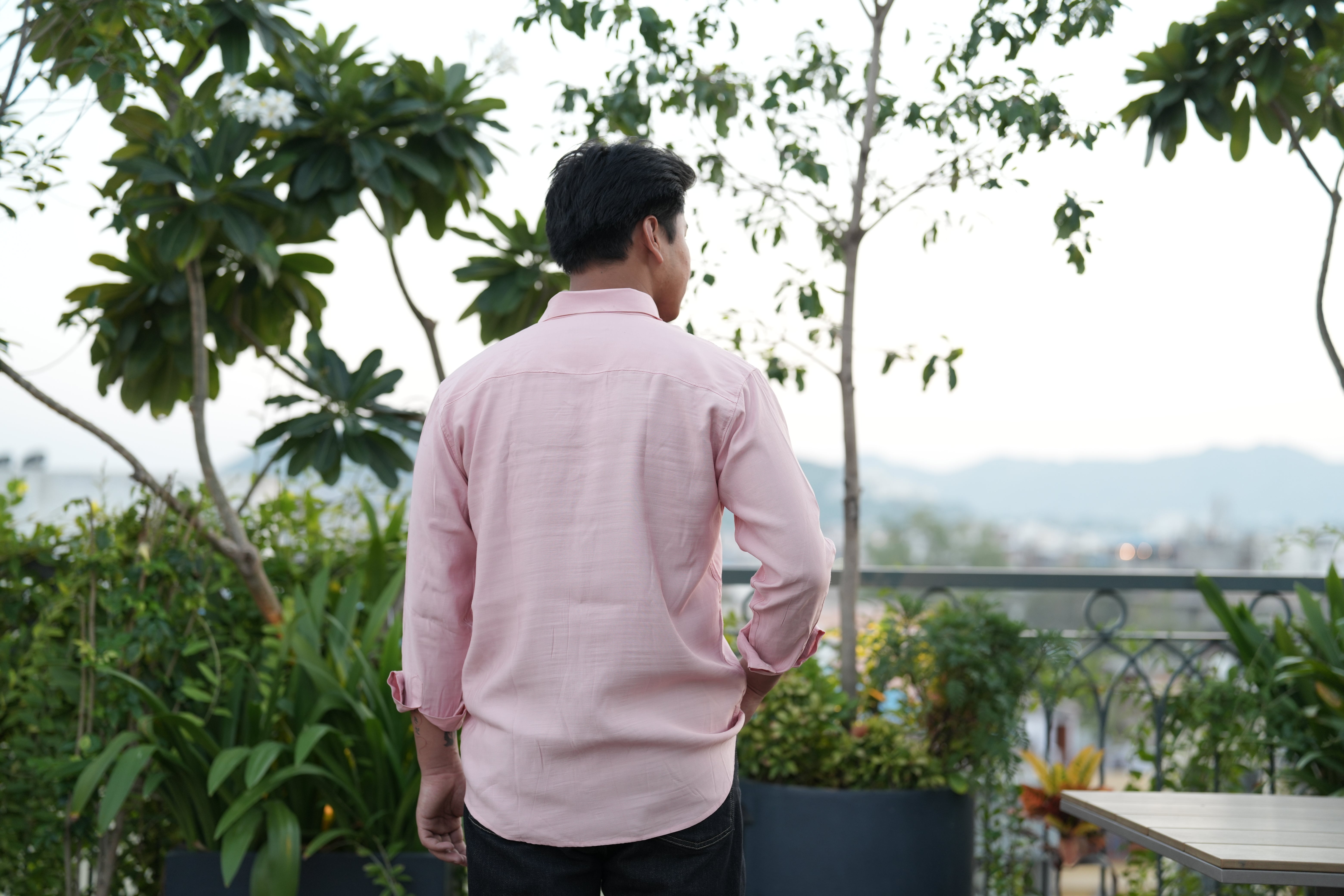 Pink Lining Lycra Plain Shirt