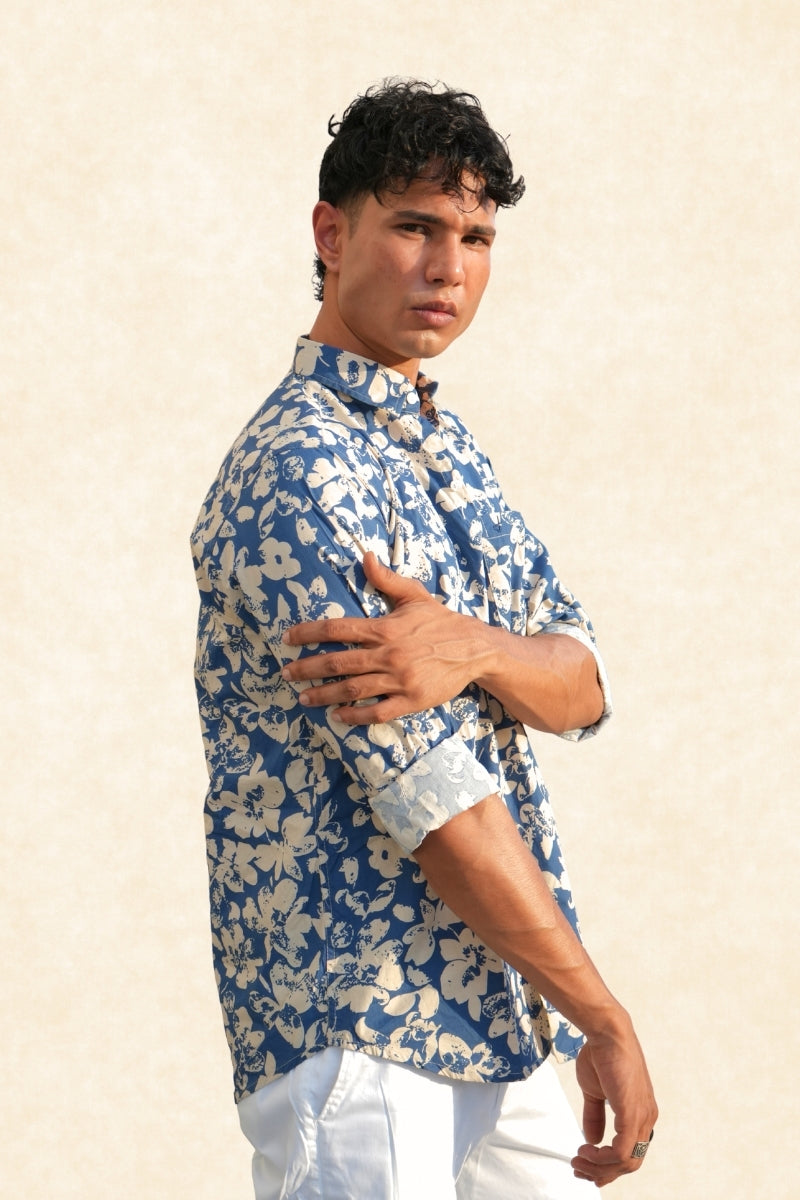 BLUE FLOWER PRINTED SHIRT