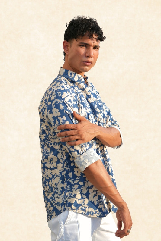 BLUE FLOWER PRINTED SHIRT