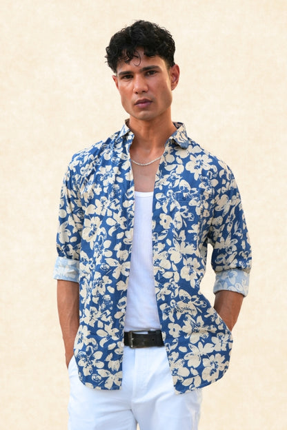 BLUE FLOWER PRINTED SHIRT
