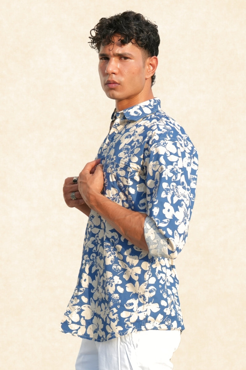 BLUE FLOWER PRINTED SHIRT