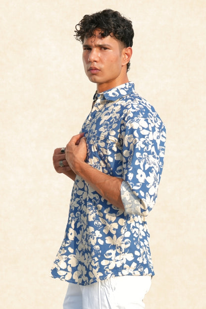 BLUE FLOWER PRINTED SHIRT