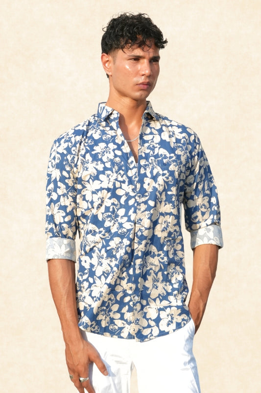 BLUE FLOWER PRINTED SHIRT