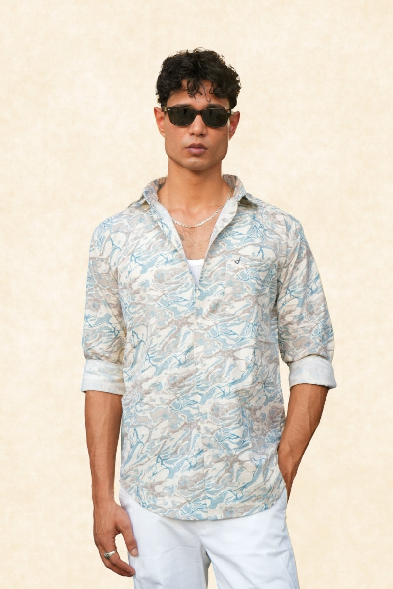 OCEAN WAVE PRINTED SHIRT