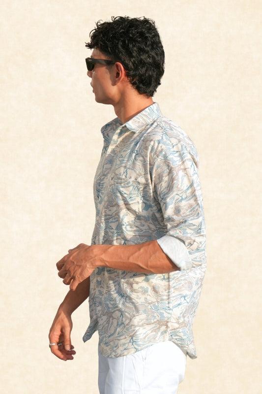 OCEAN WAVE PRINTED SHIRT