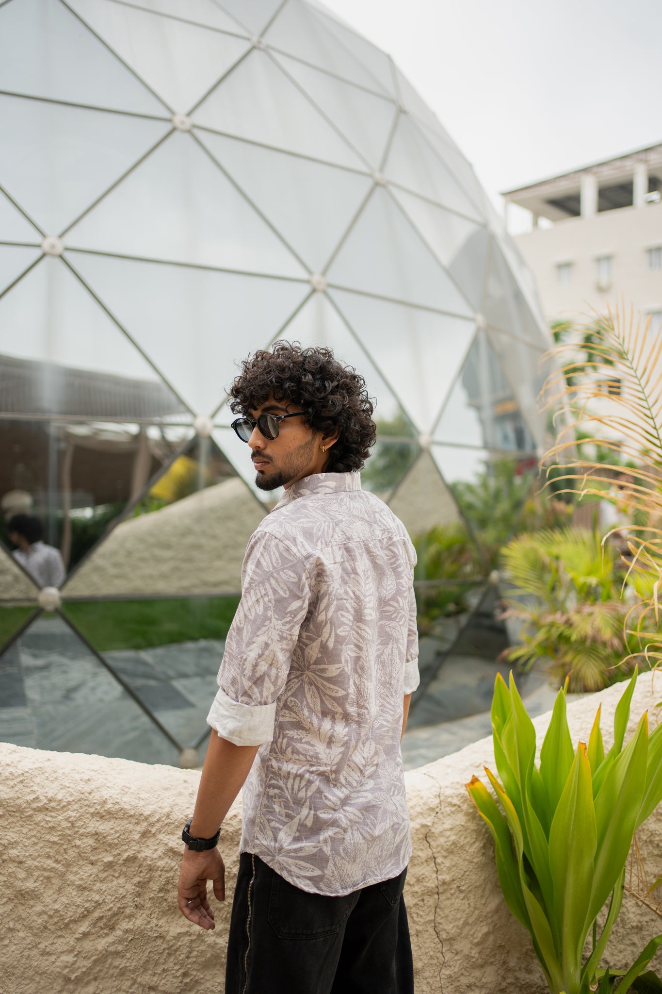 flora leaf purple shirt