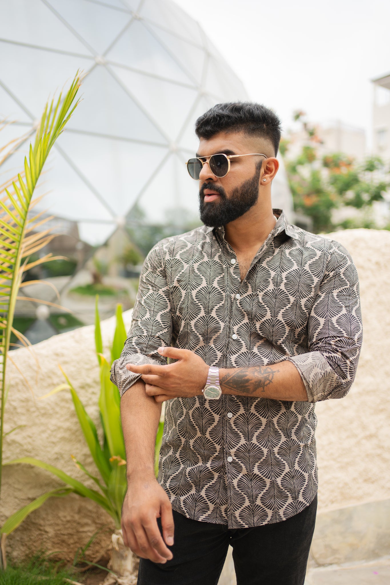 leaf print shirt
