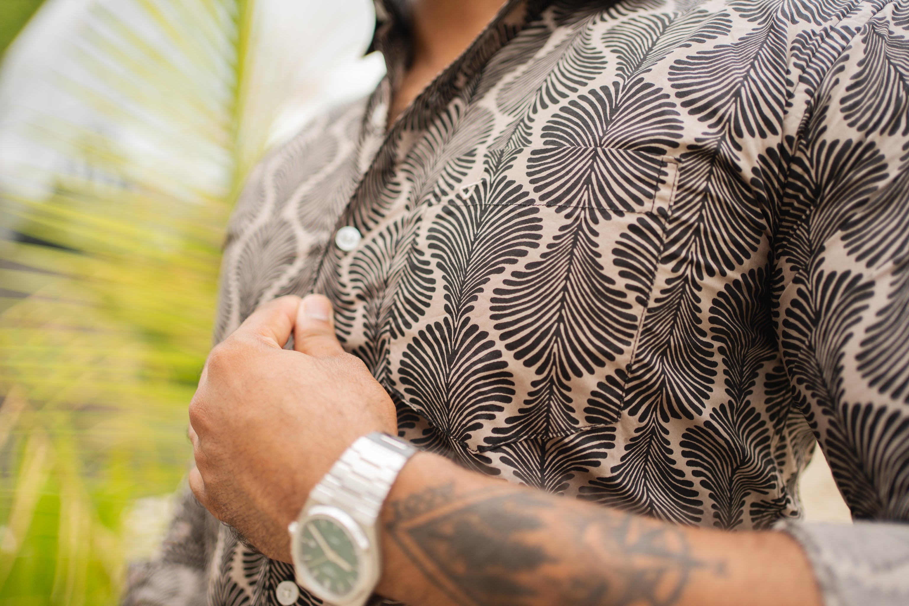 leaf print shirt