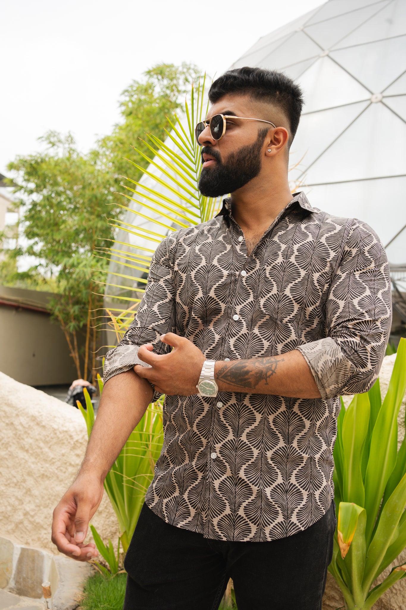 leaf print shirt