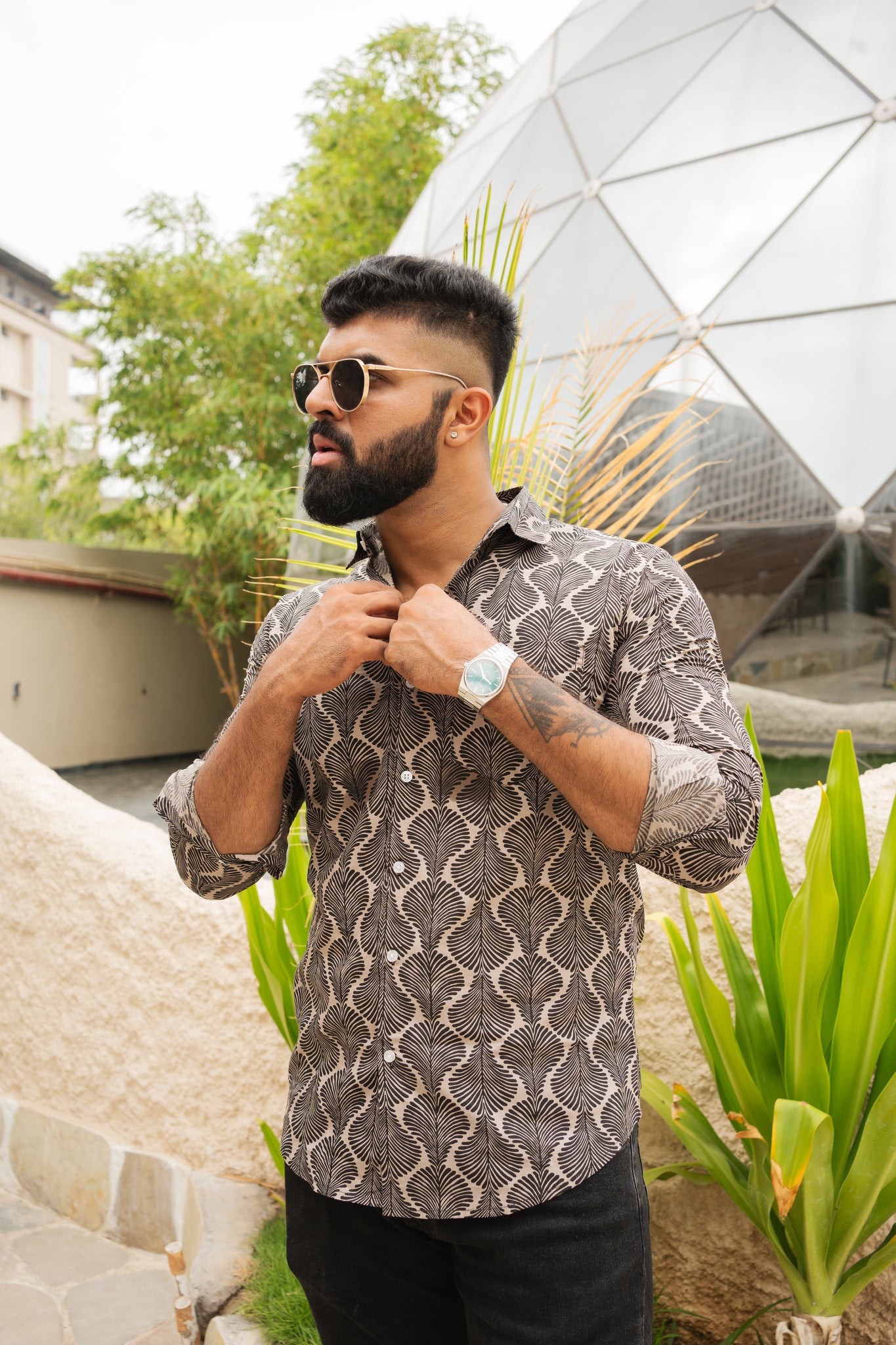 leaf print shirt