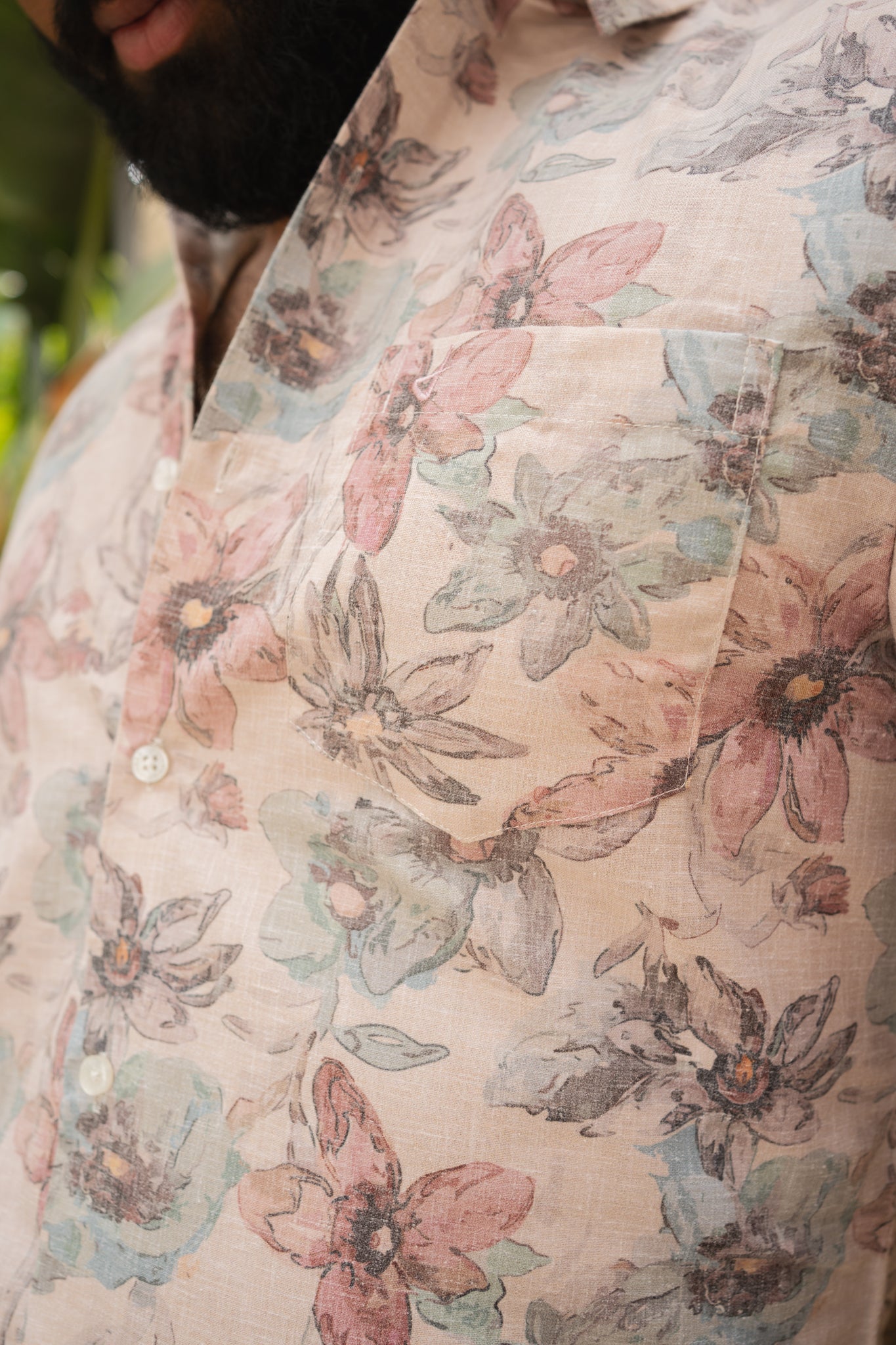 dusty pink floral print shirt