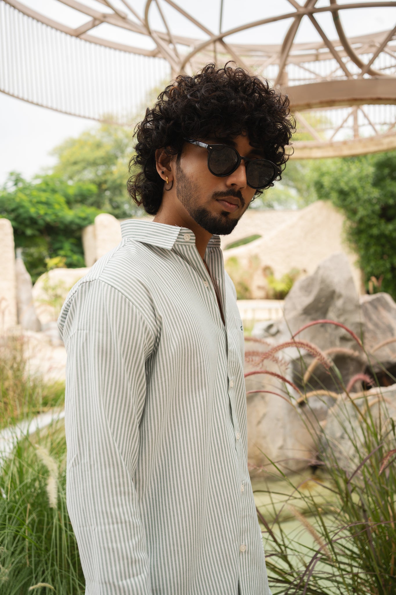 green stripe shirt