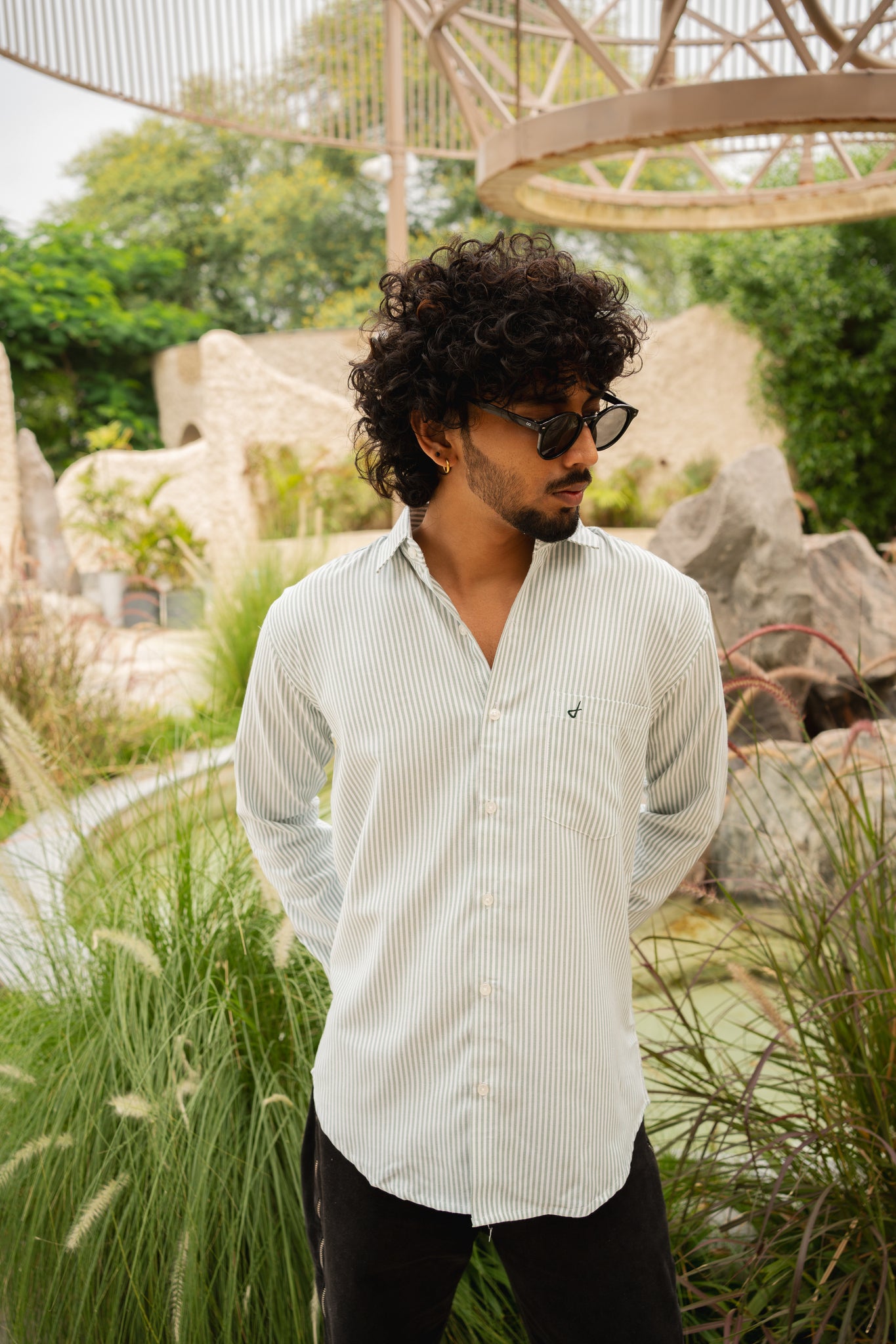 green stripe shirt