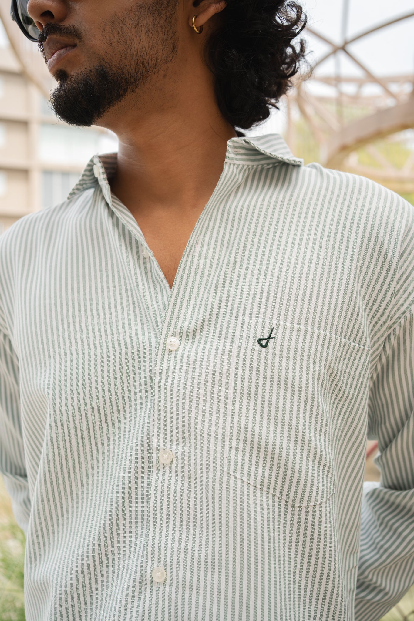green stripe shirt