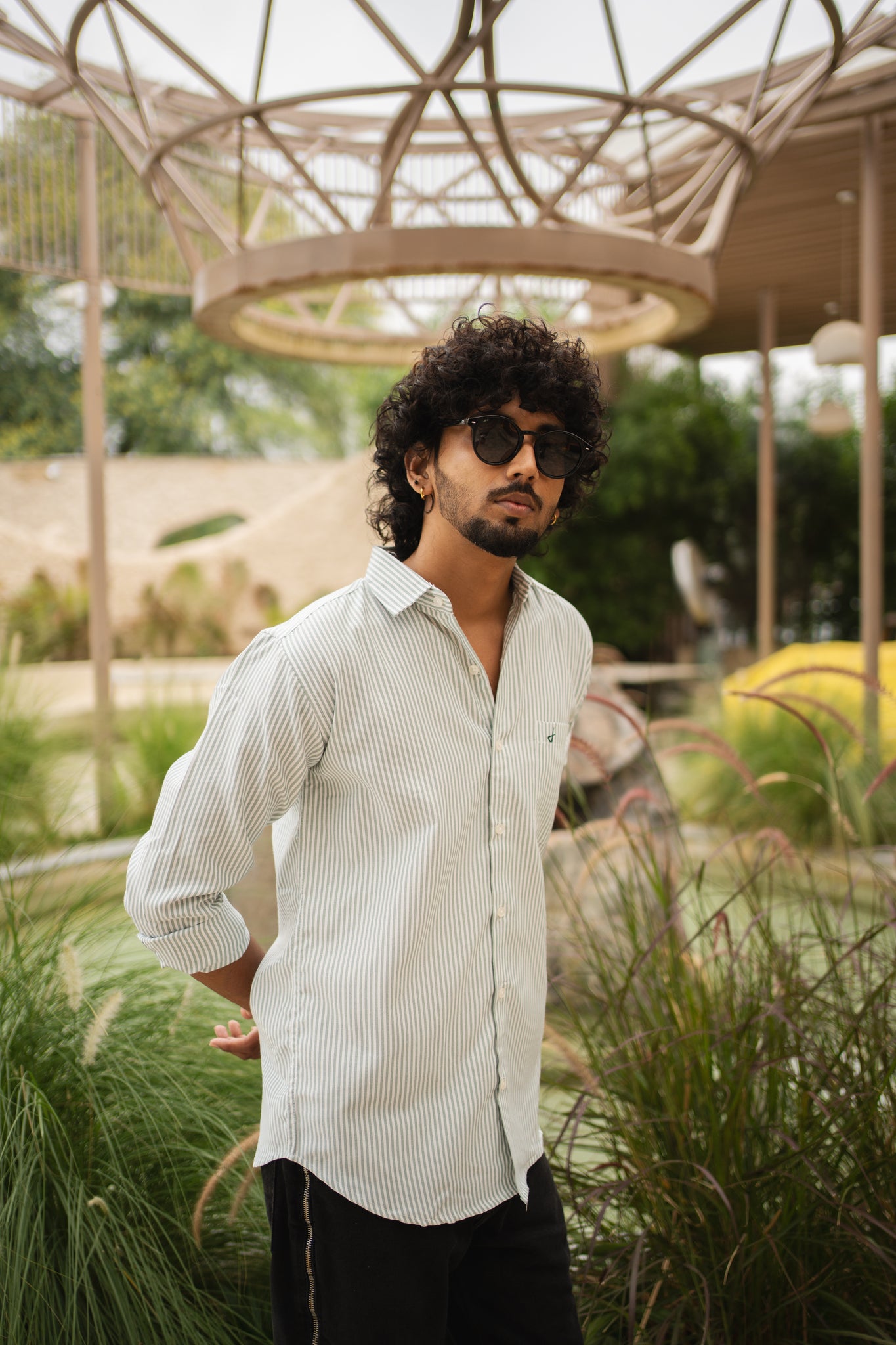 green stripe shirt