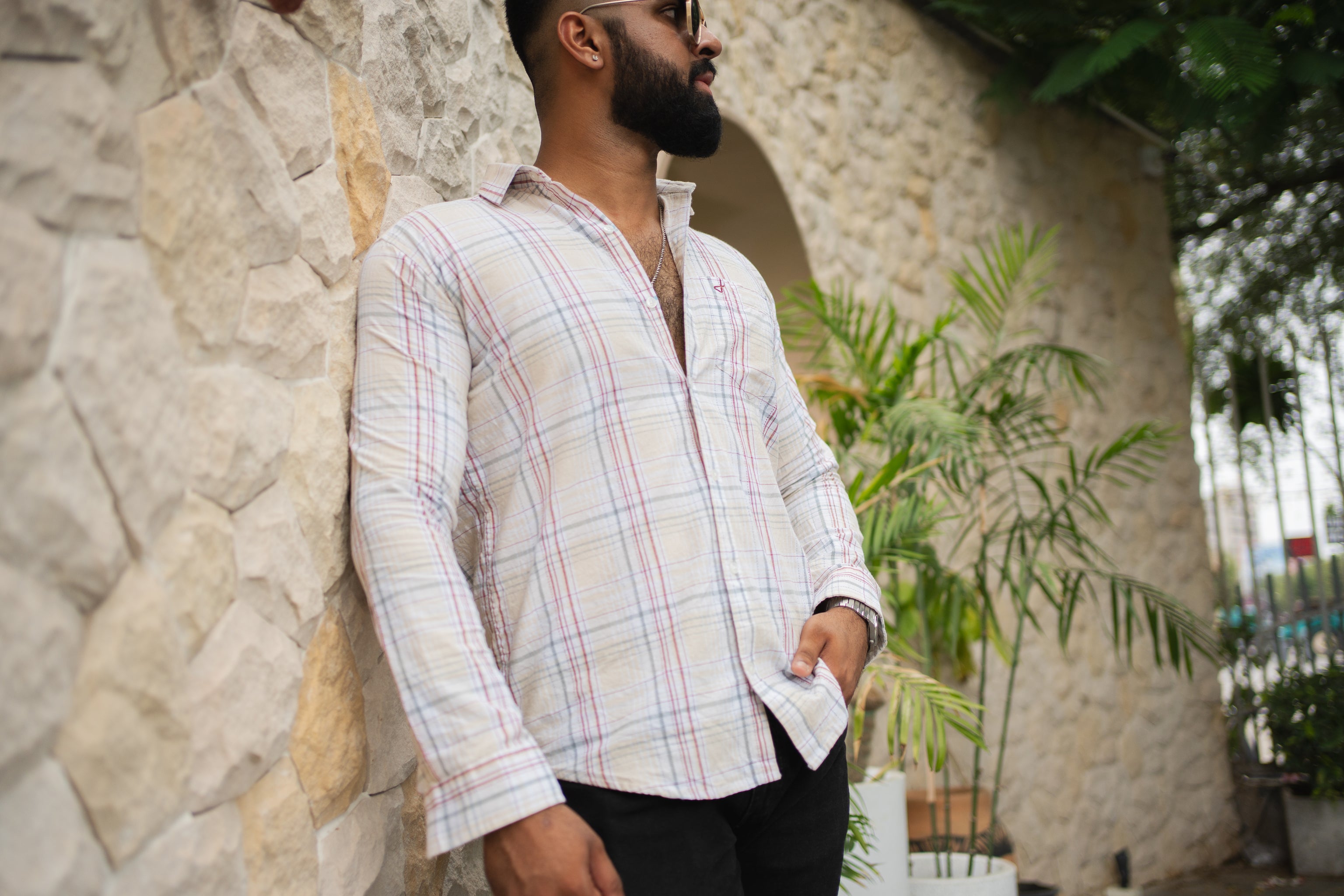 red slate check shirt