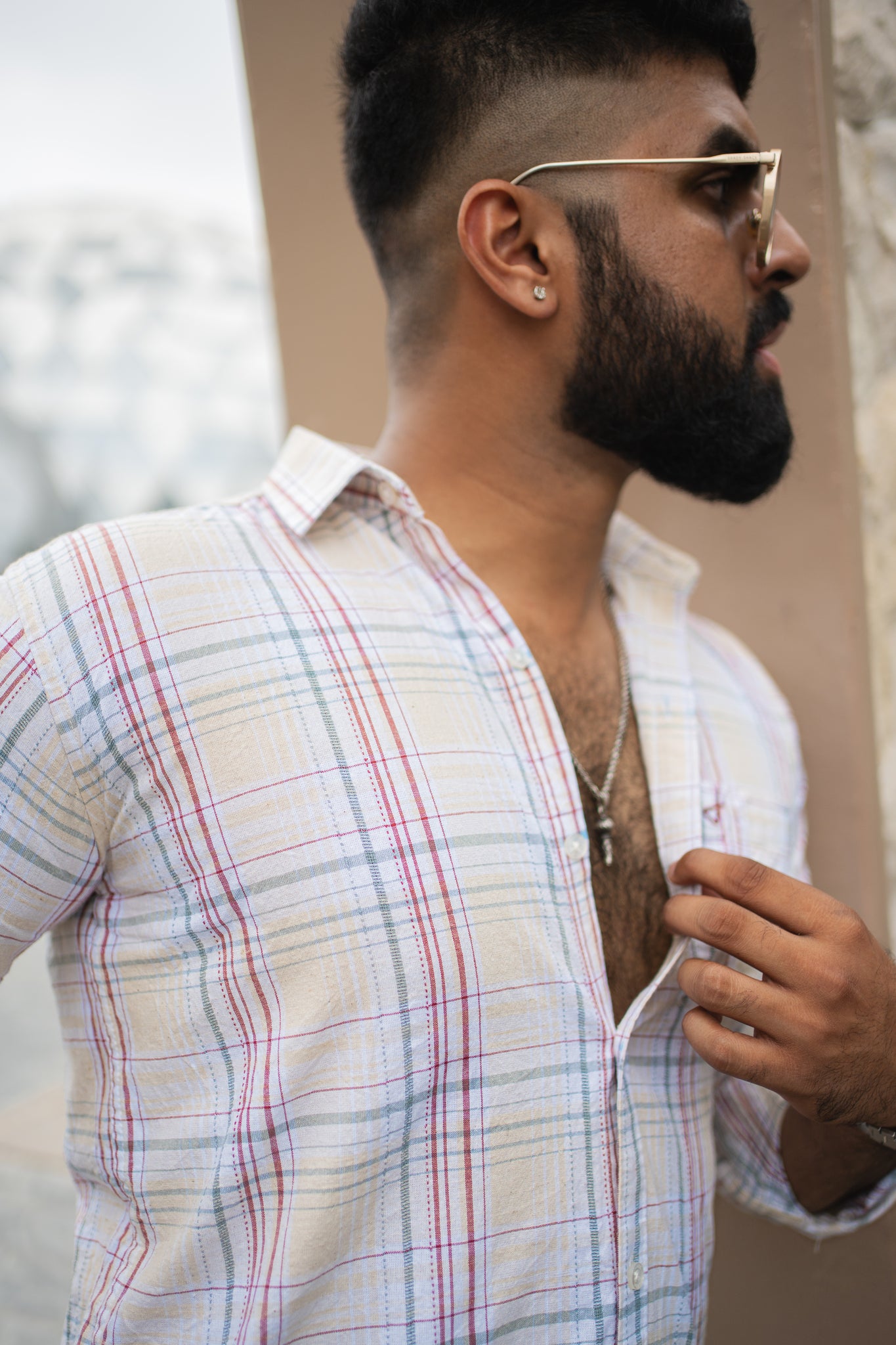 red slate check shirt