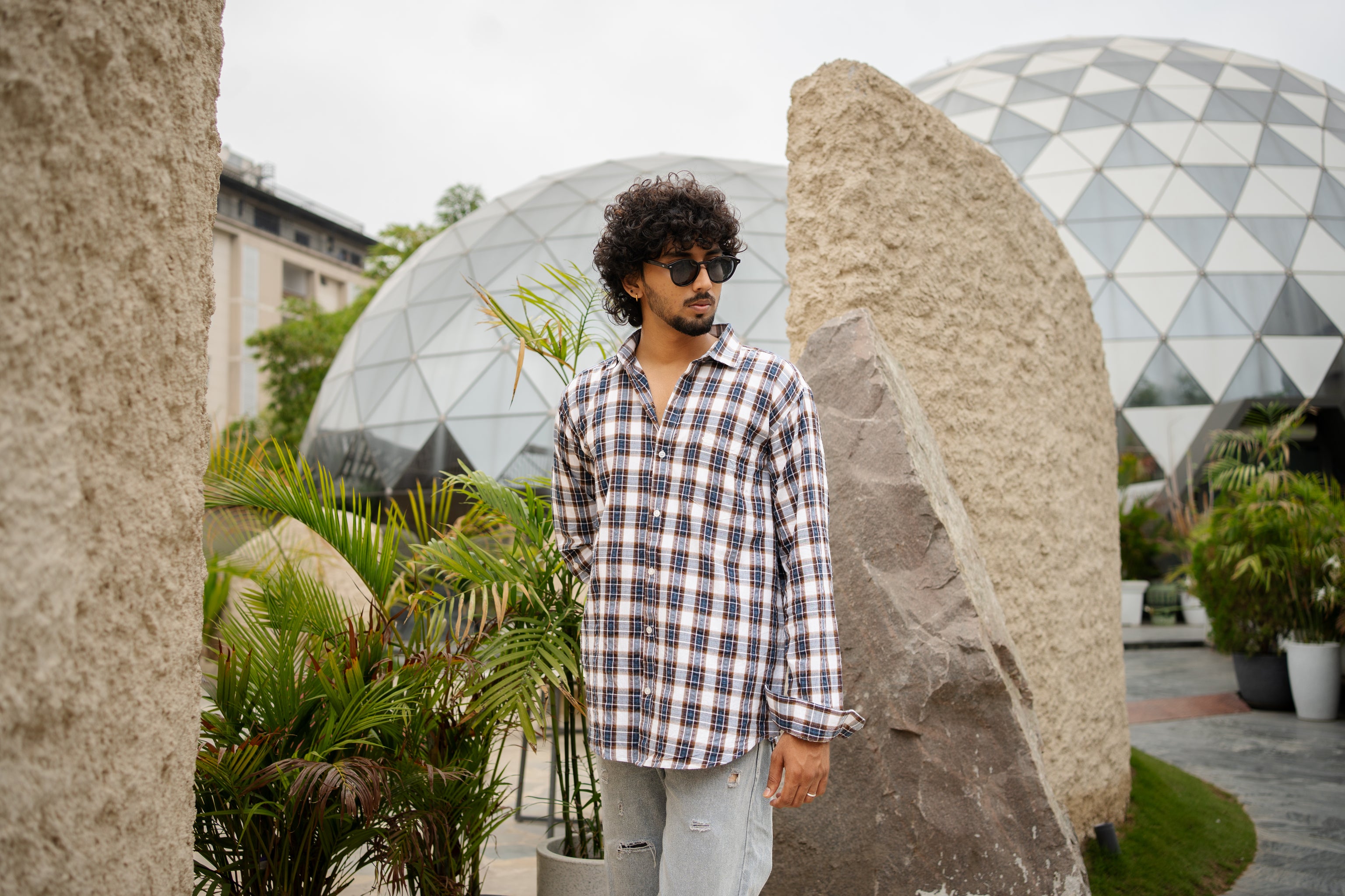 mens cocoa blue check shirt