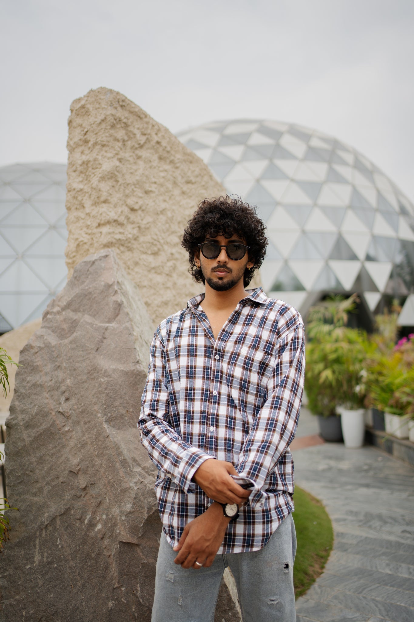 mens cocoa blue check shirt