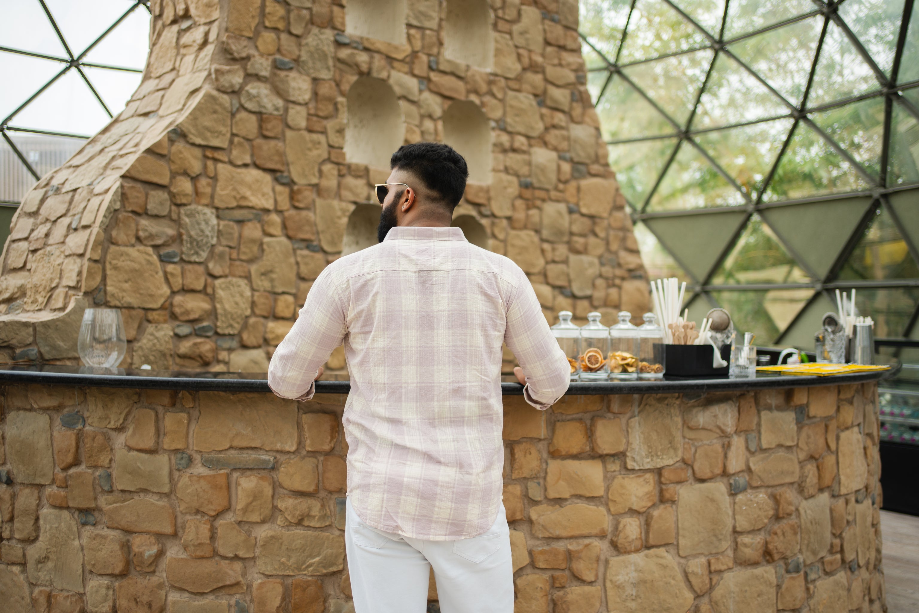 faded purple cotton slim fit check shirt