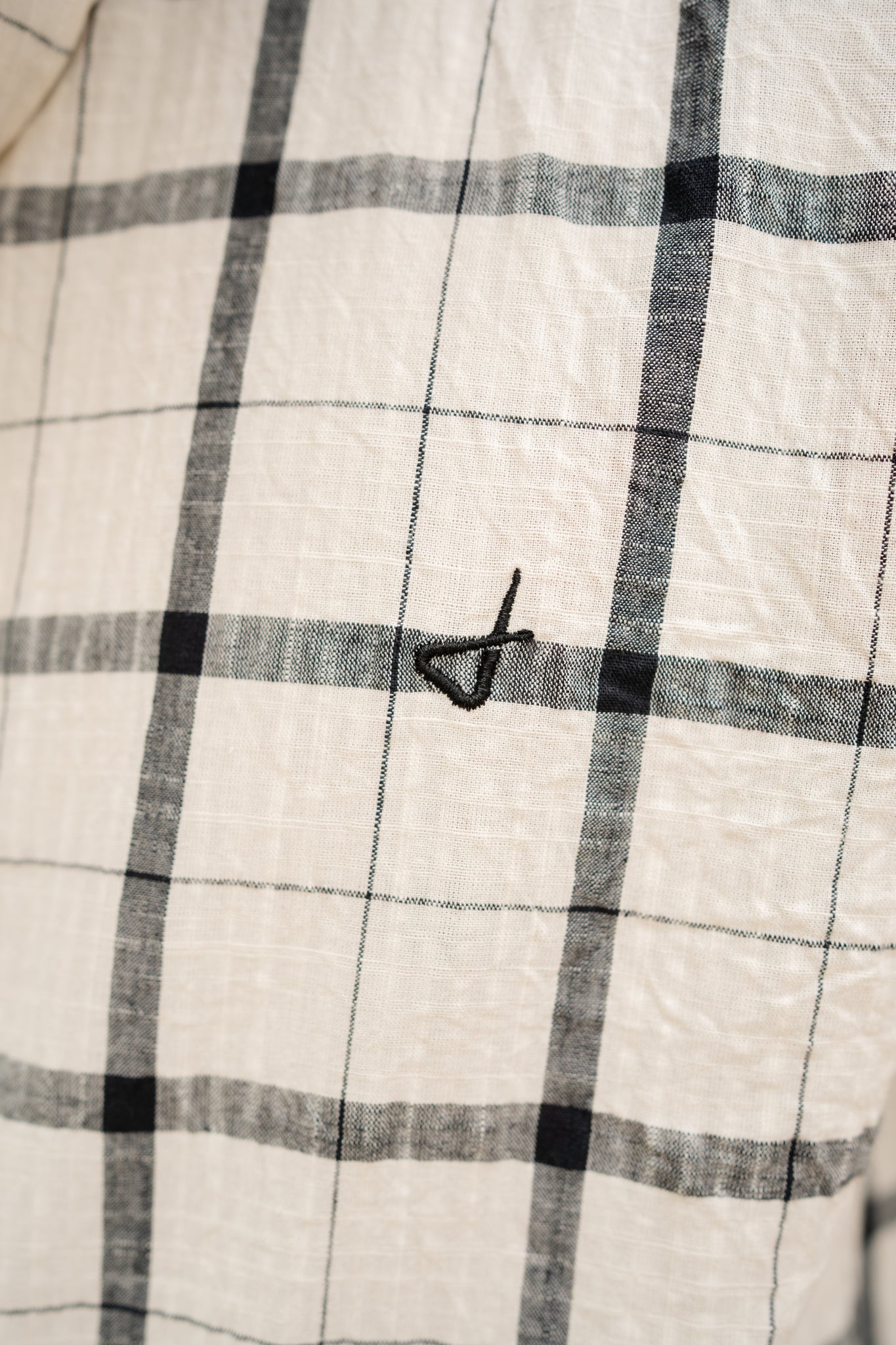 ivory cotton slim fit check shirt