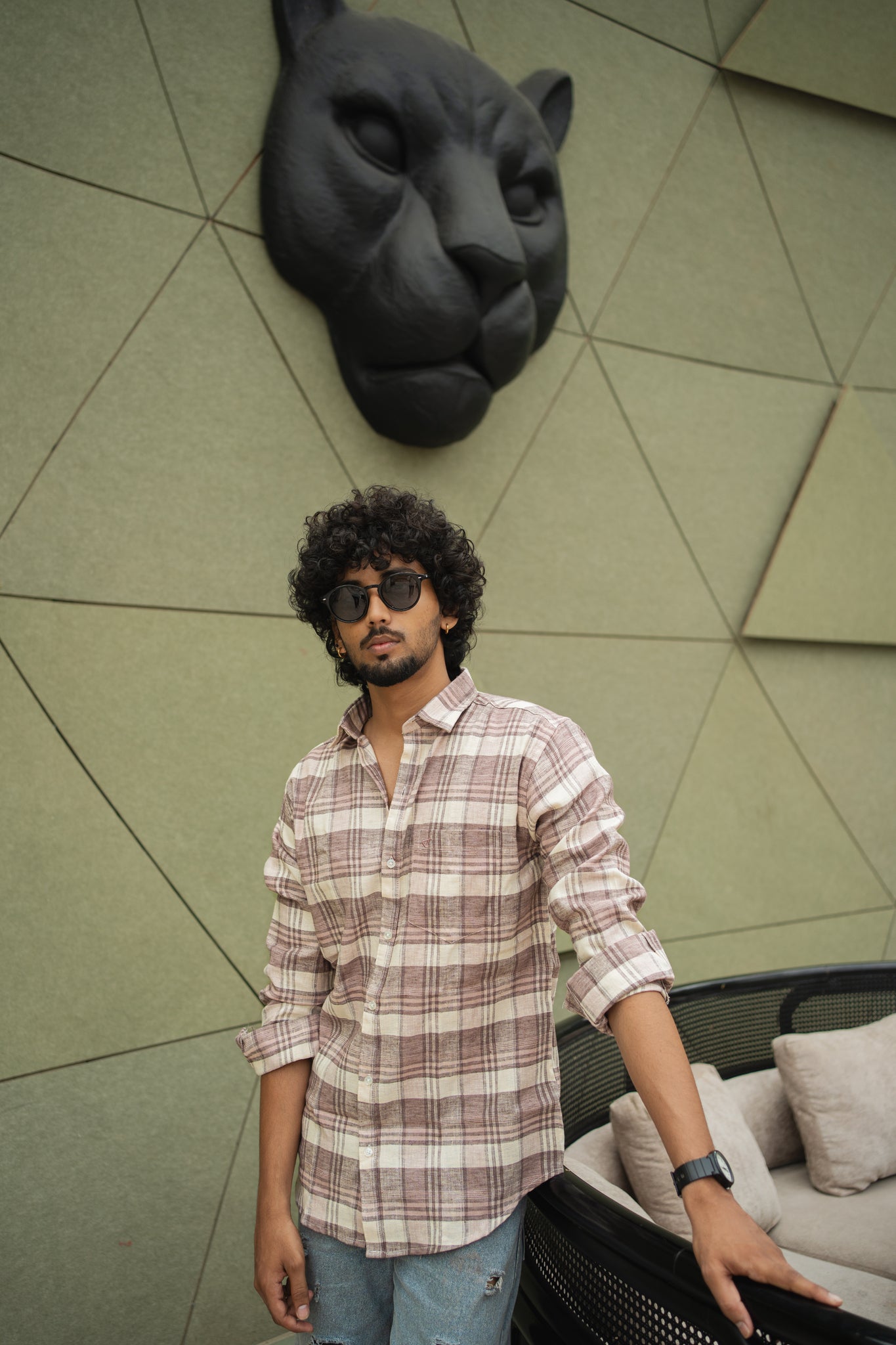 dusty brown check shirt