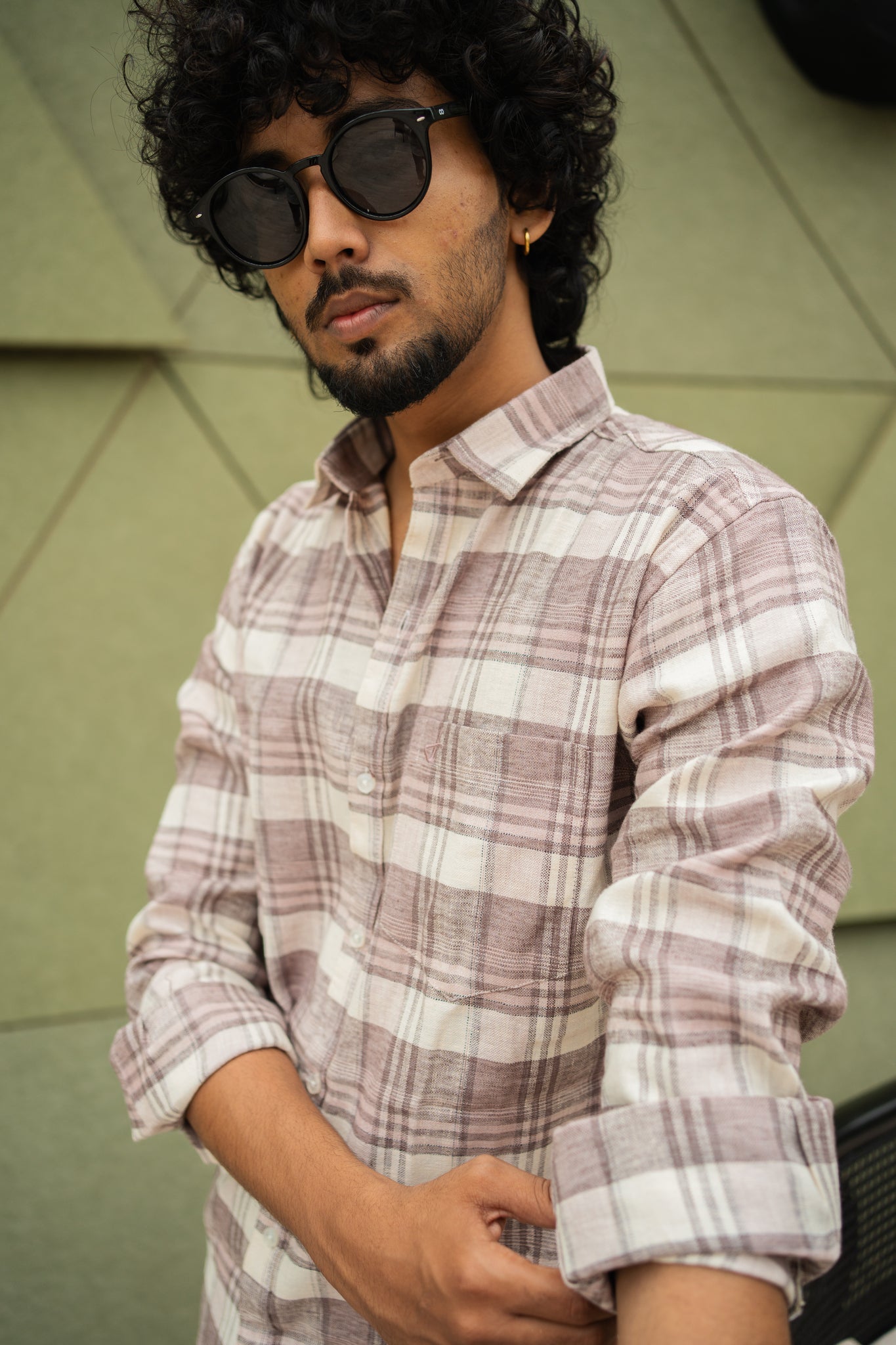 dusty brown check shirt
