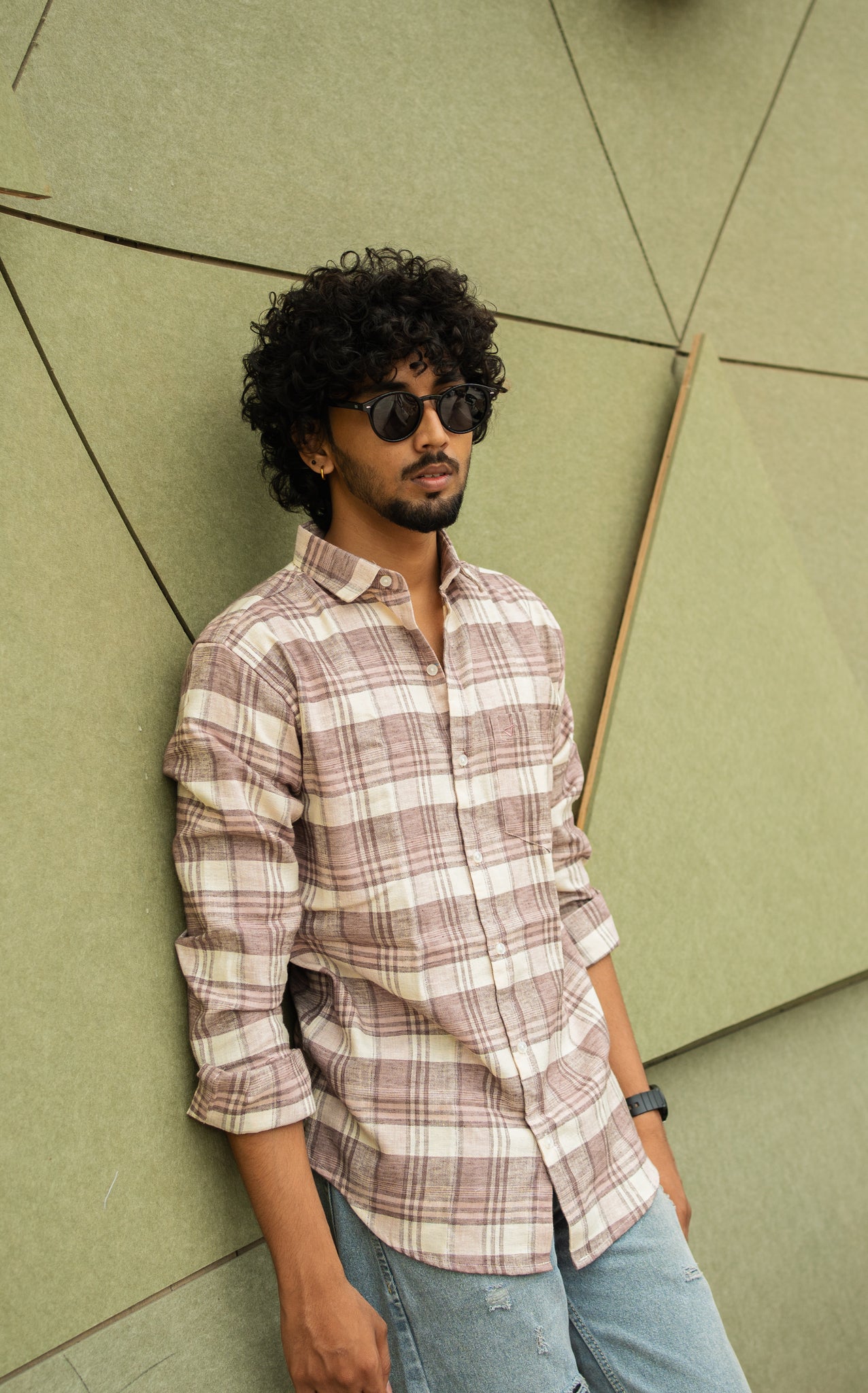 dusty brown check shirt