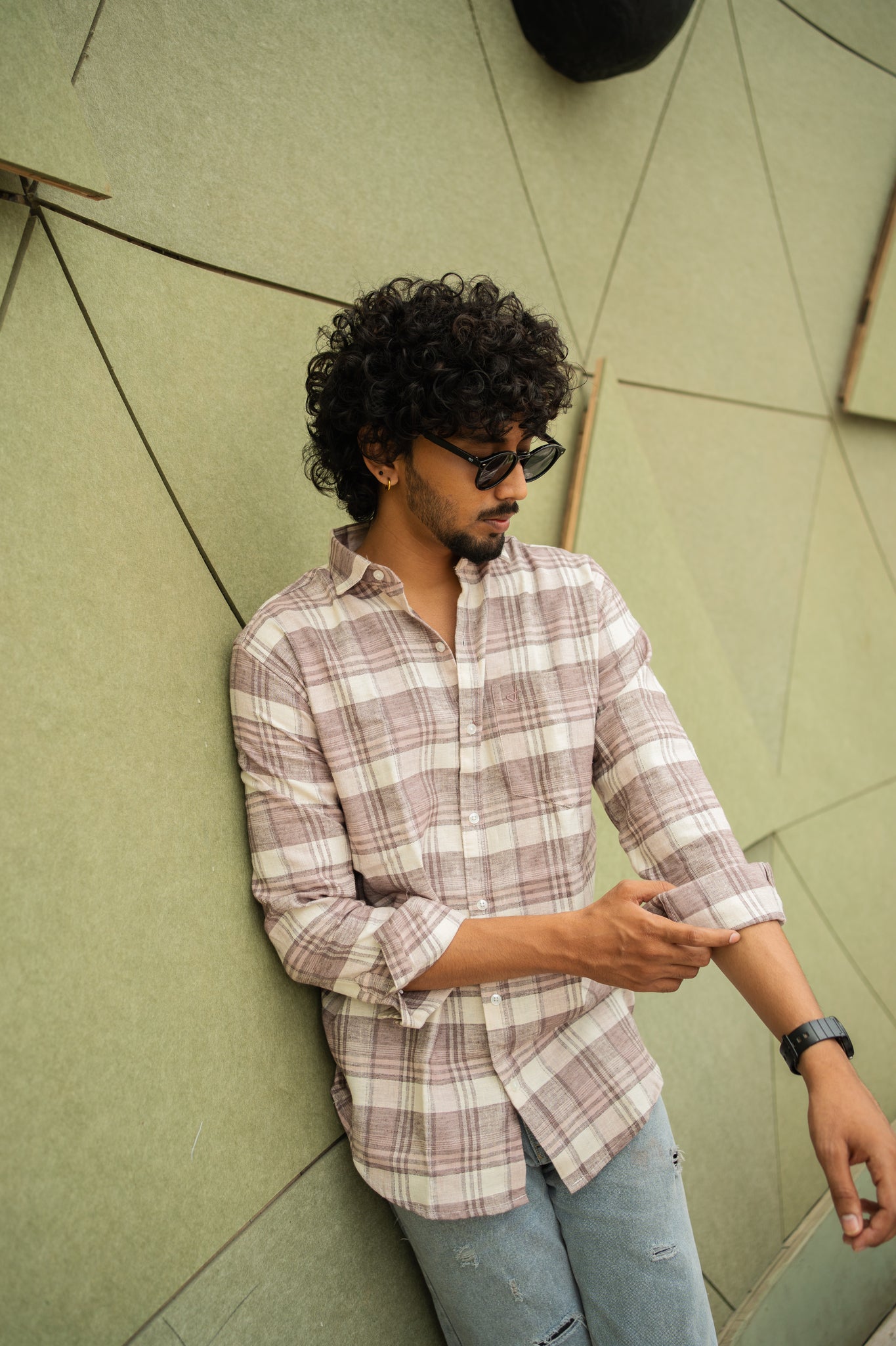 dusty brown check shirt