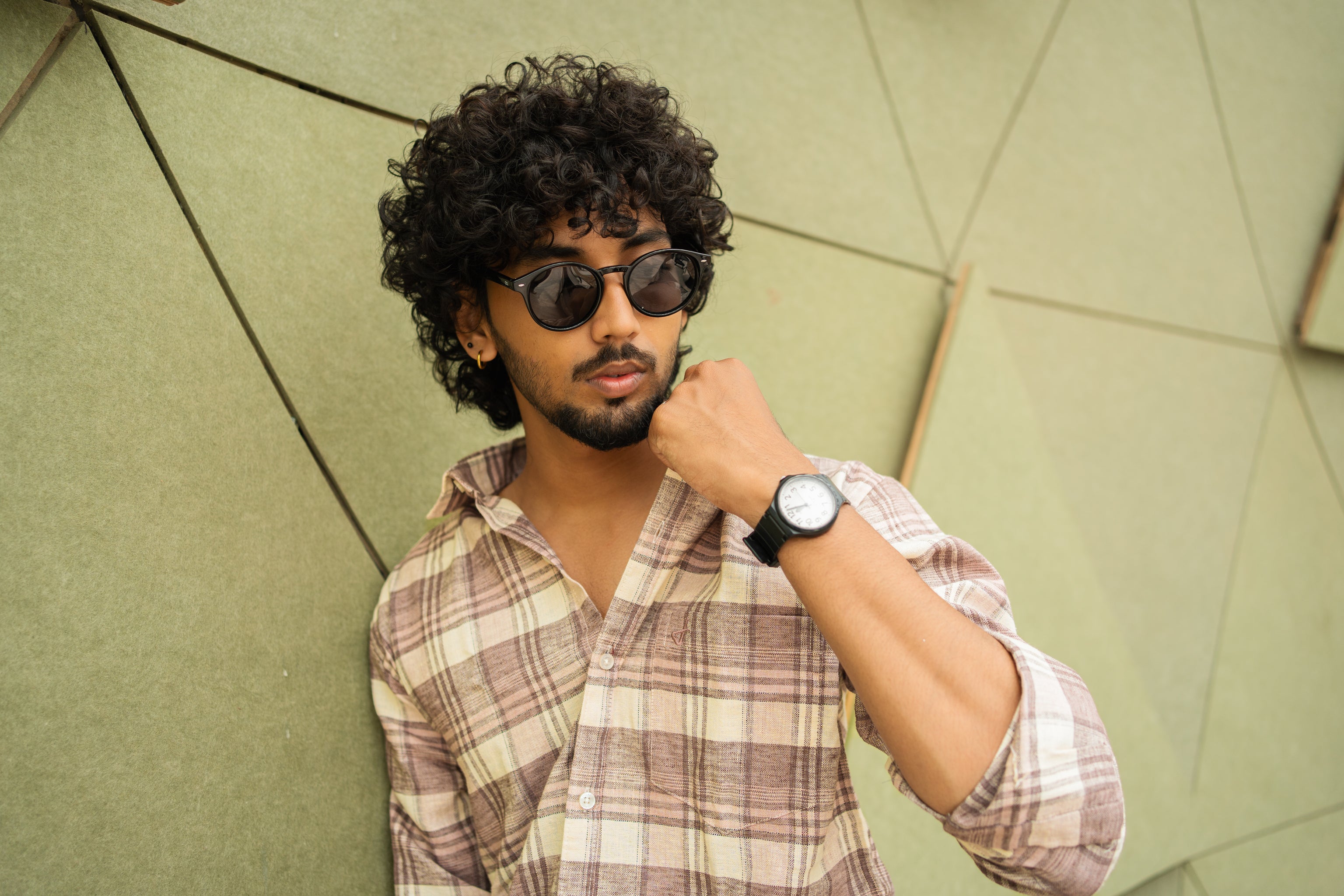dusty brown check shirt