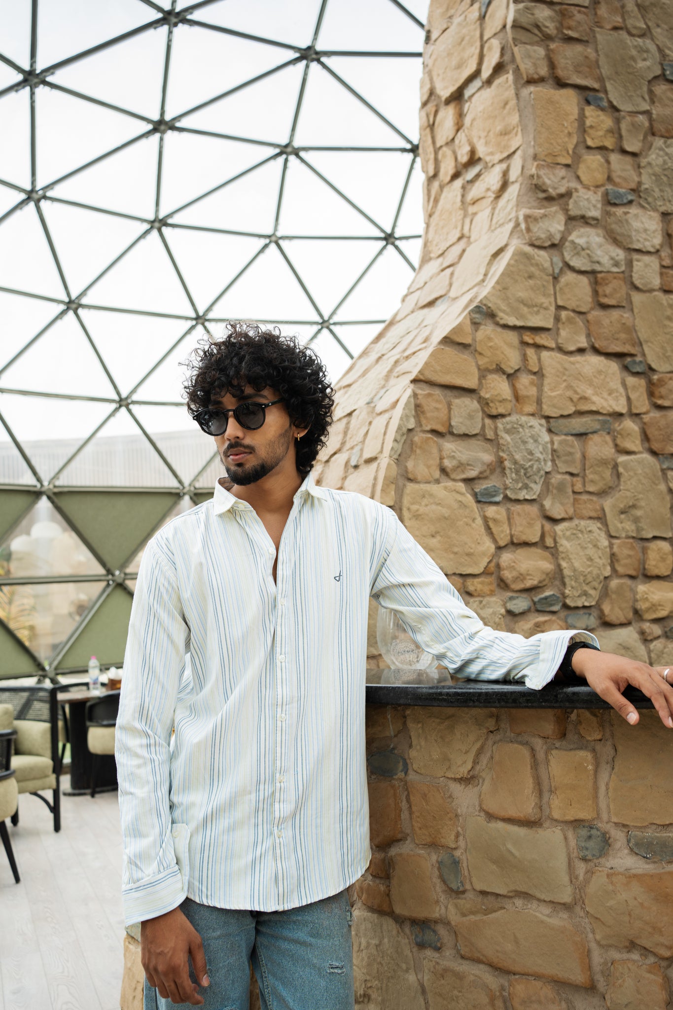 men’s lemon stripe shirt