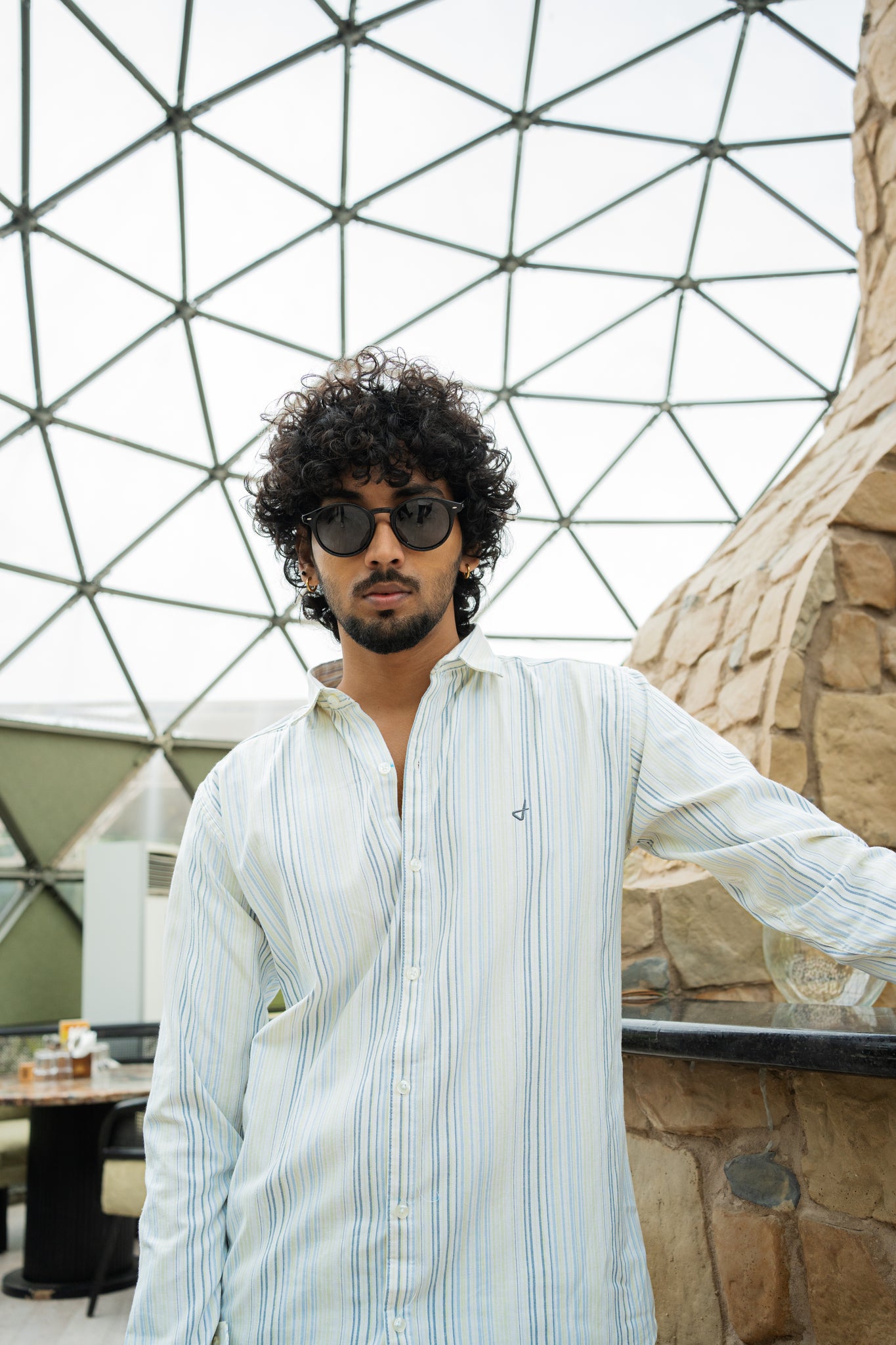 men’s lemon stripe shirt