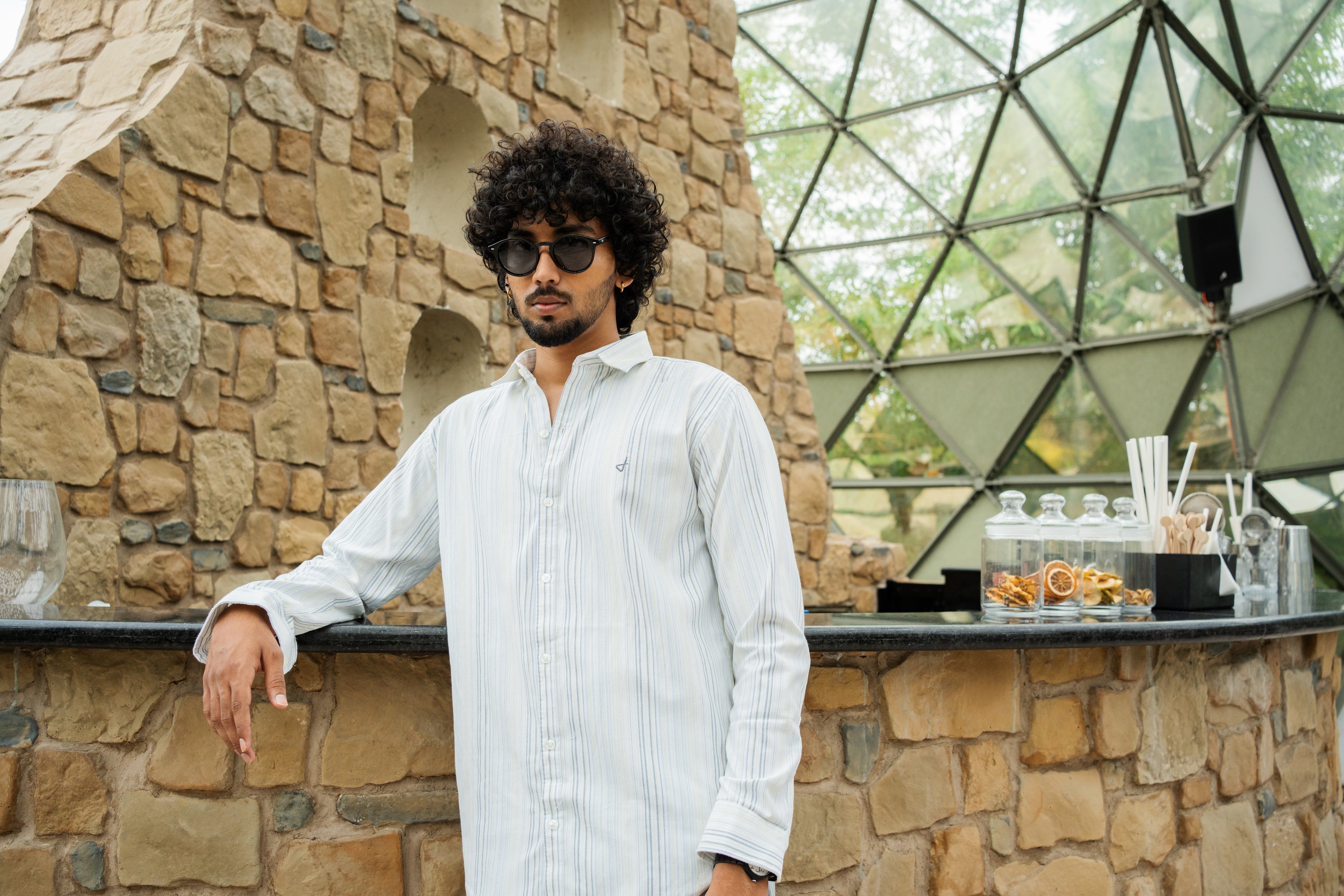 men’s lemon stripe shirt