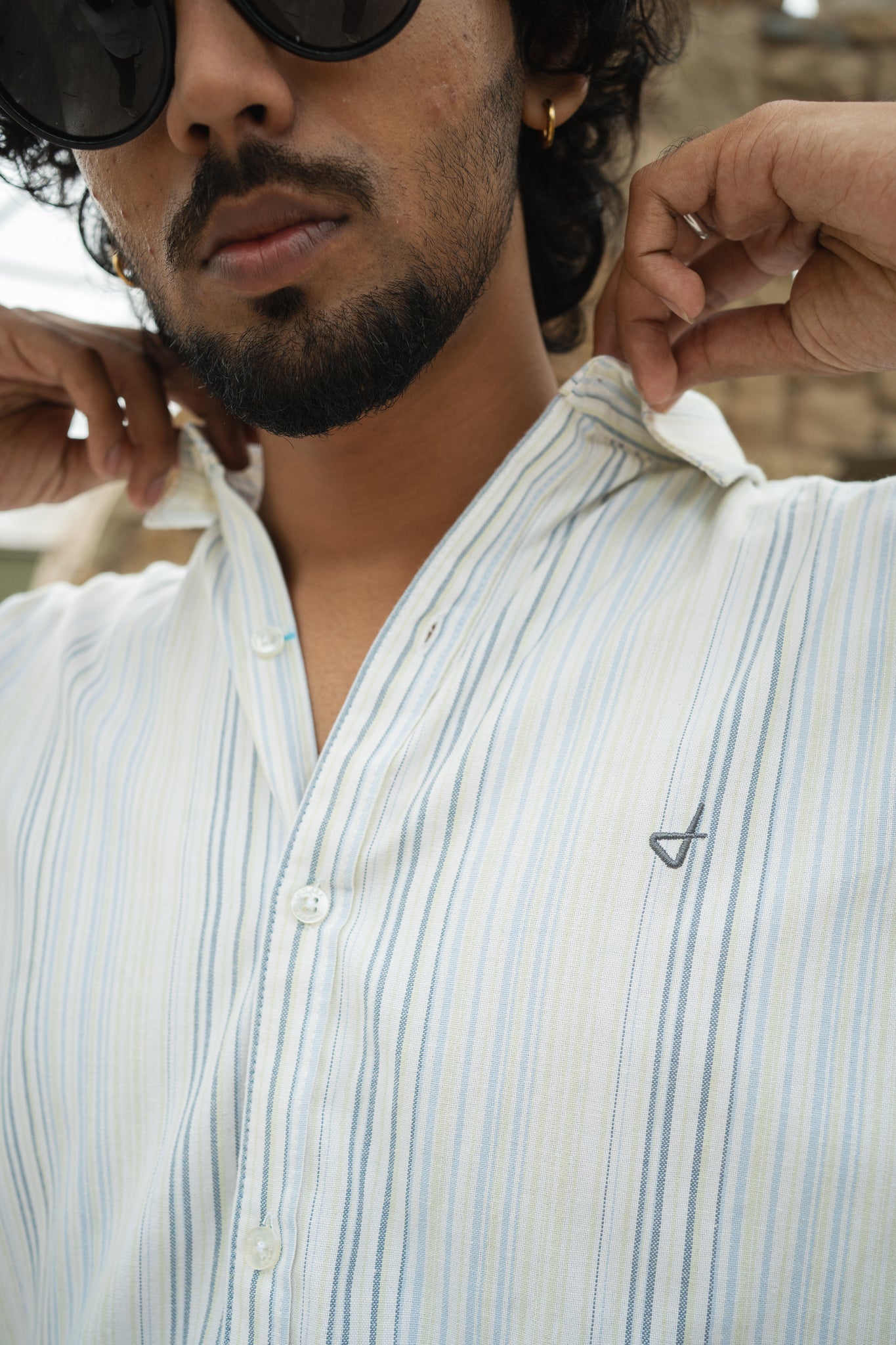 men’s lemon stripe shirt