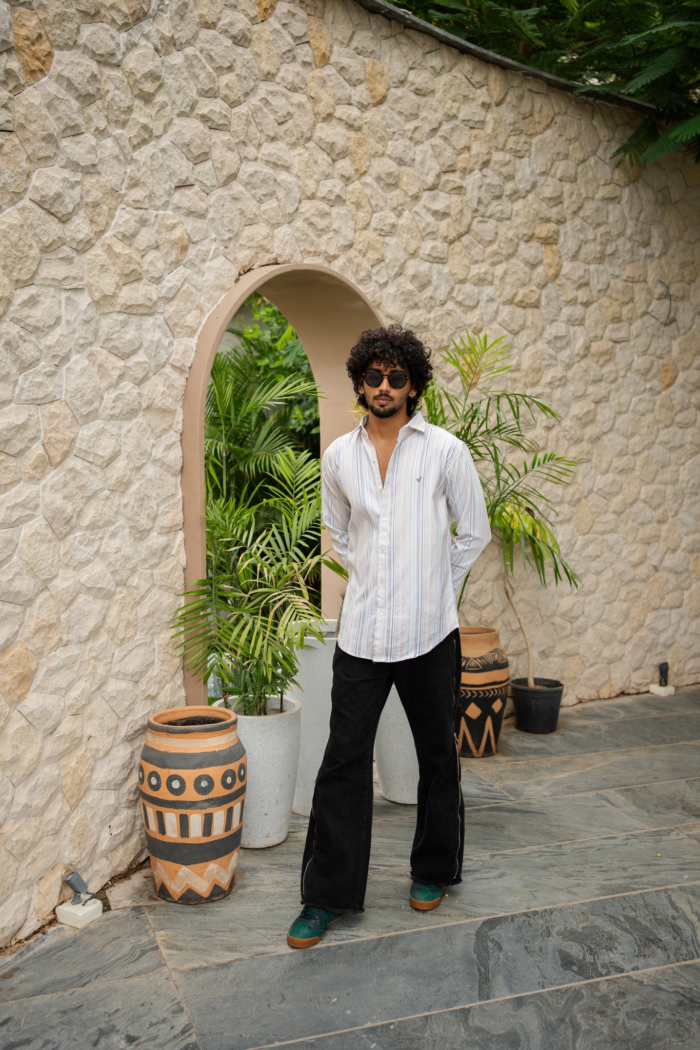 men’s ivory stripped shirt