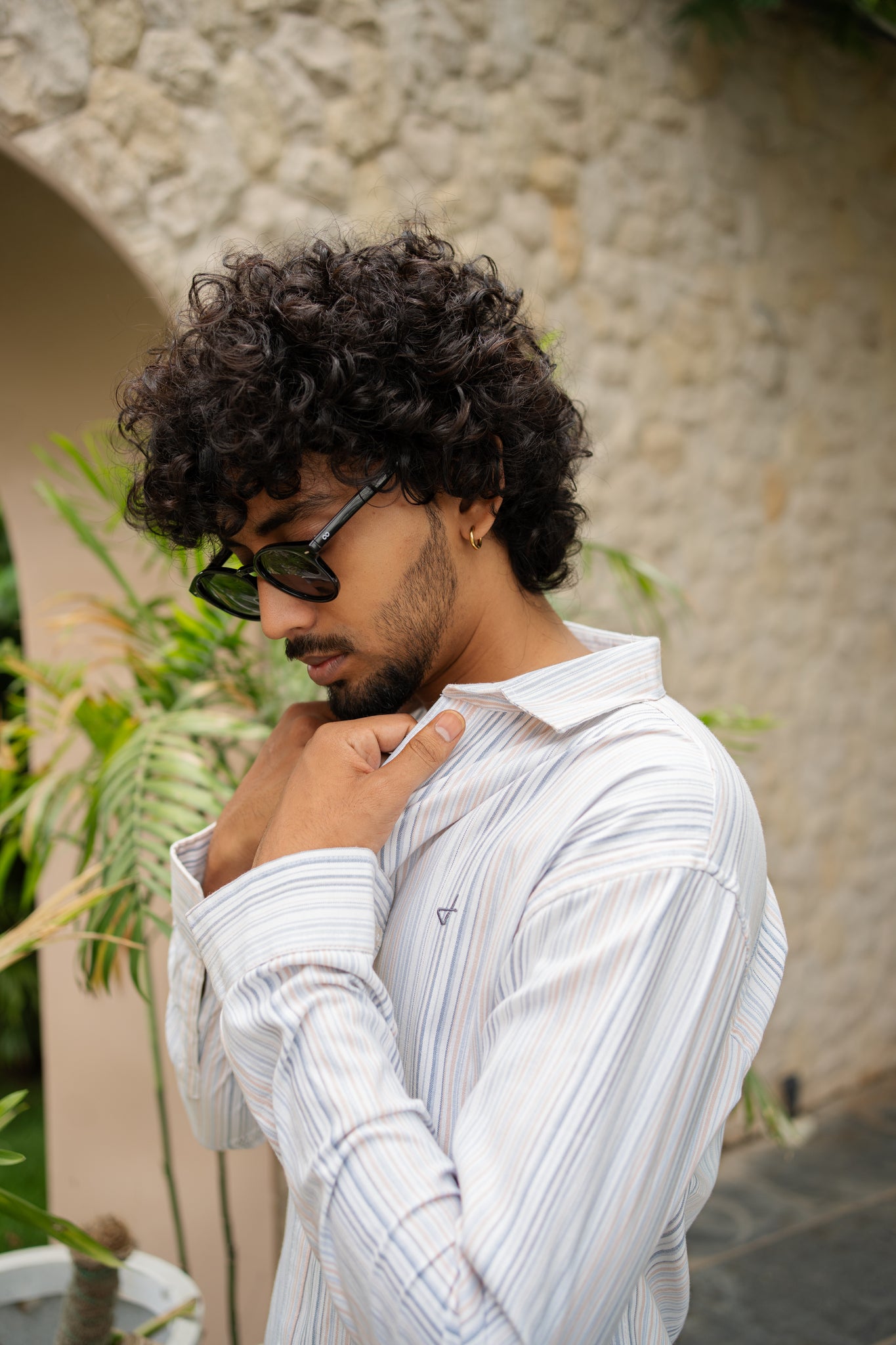 men’s ivory stripped shirt