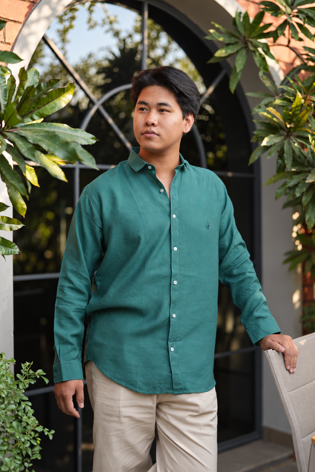 Green Lining Lycra Plain Shirt