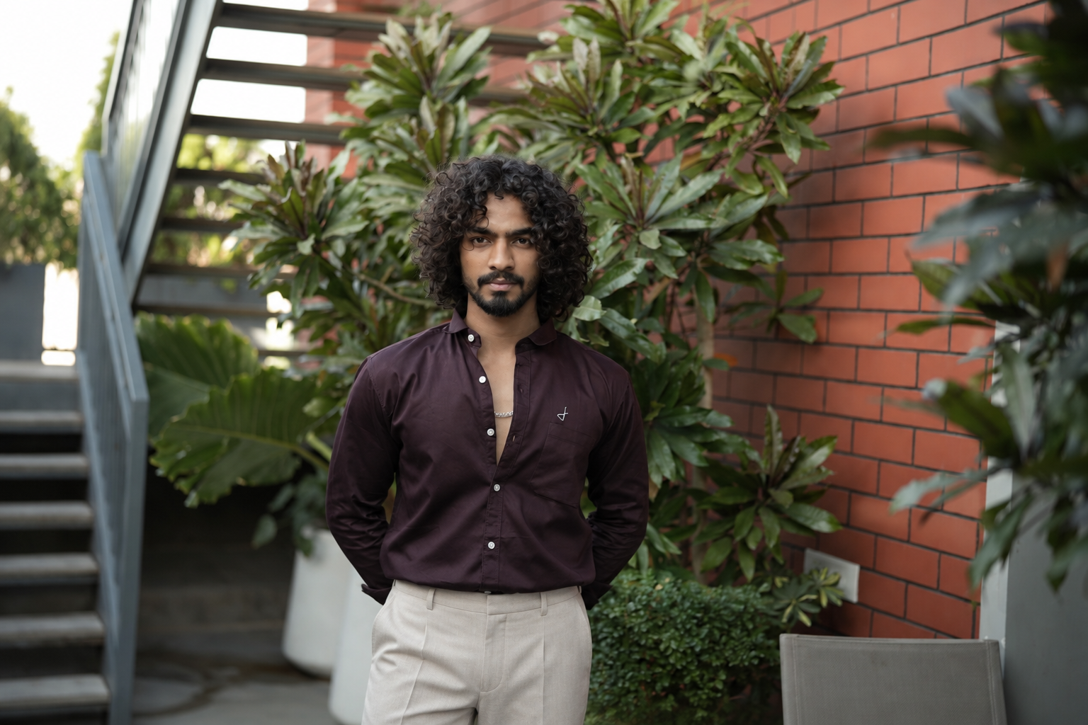Maroon Satin Plain Shirt