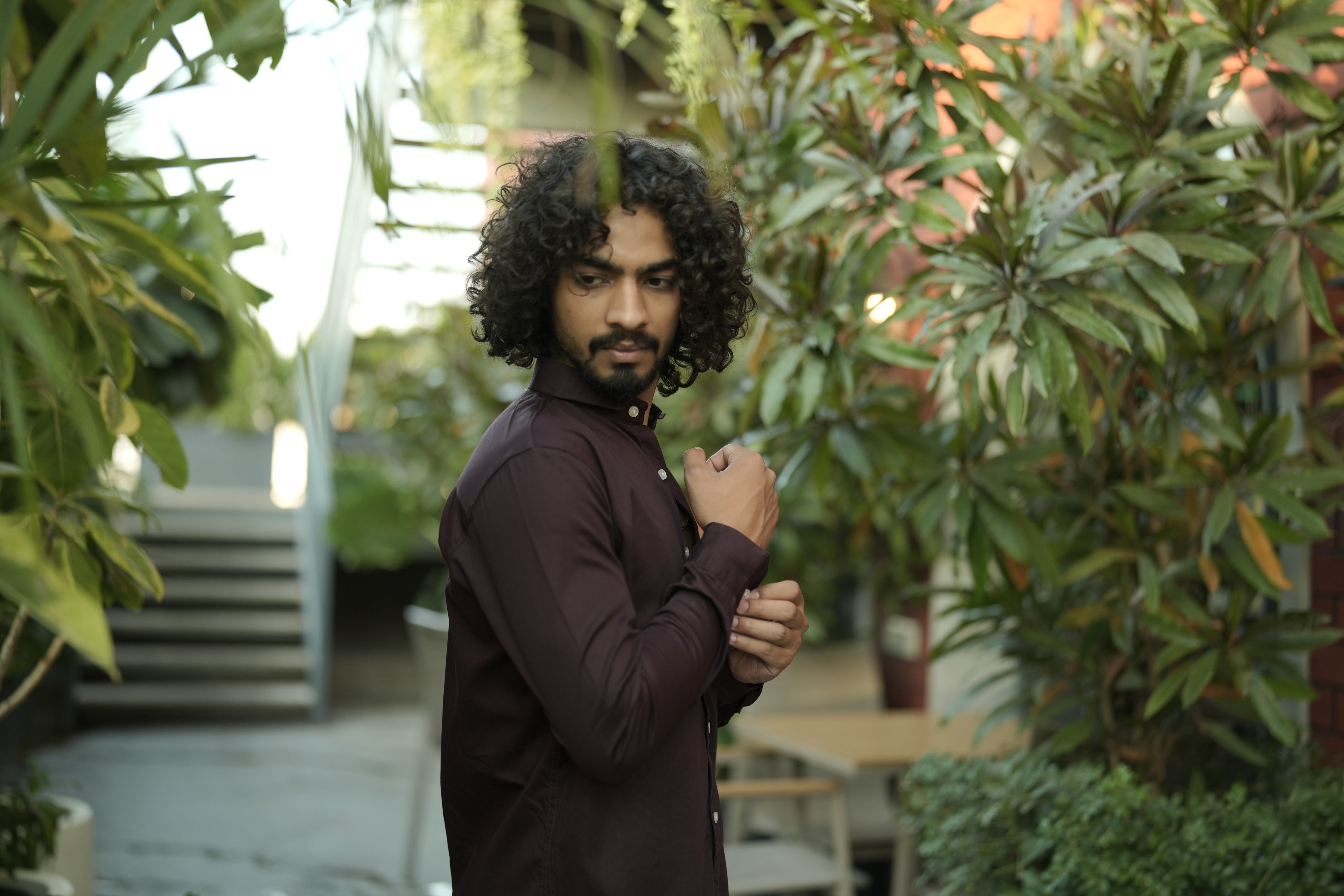 Maroon Satin Plain Shirt