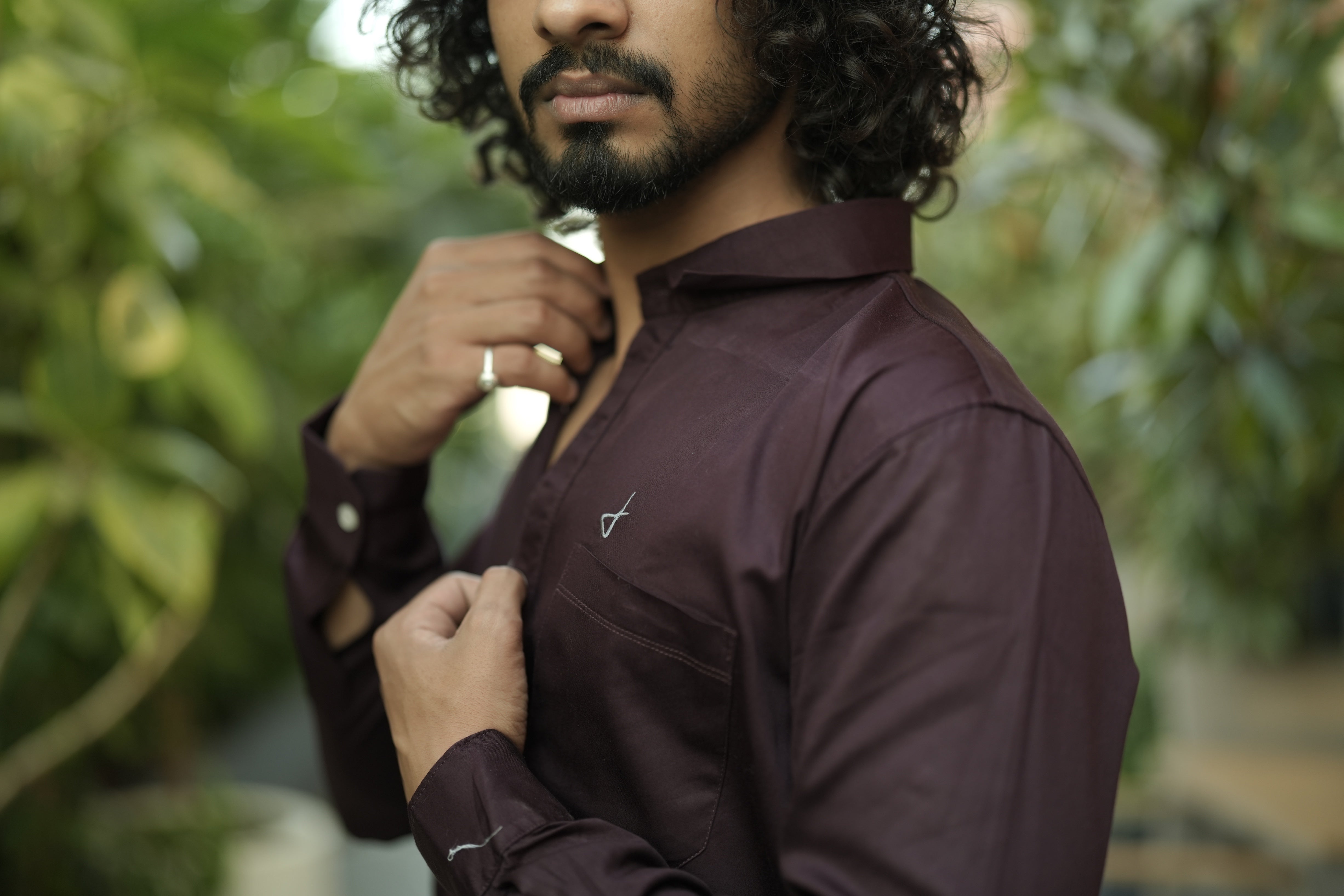 Maroon Satin Plain Shirt
