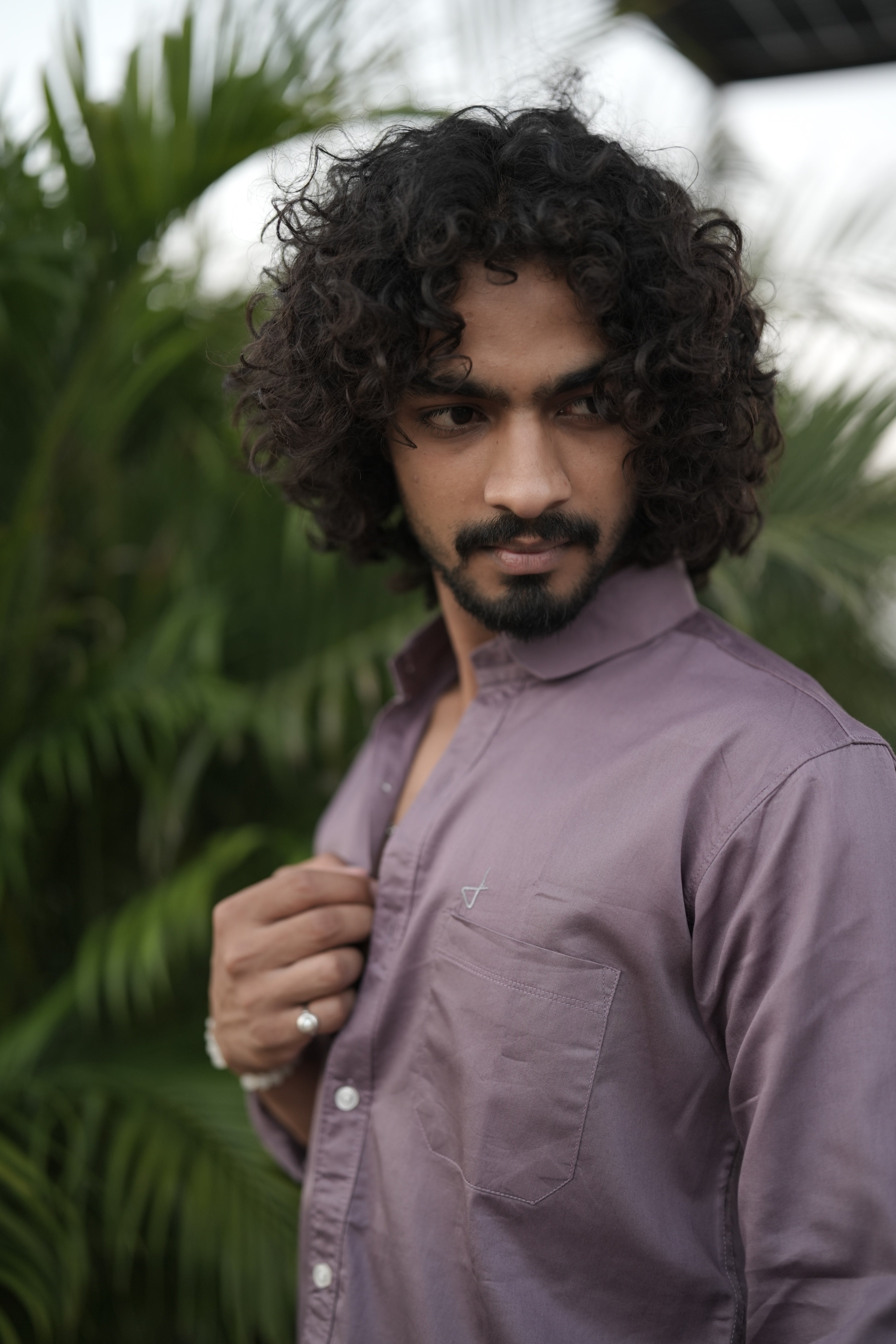 Purple Satin Plain Shirt