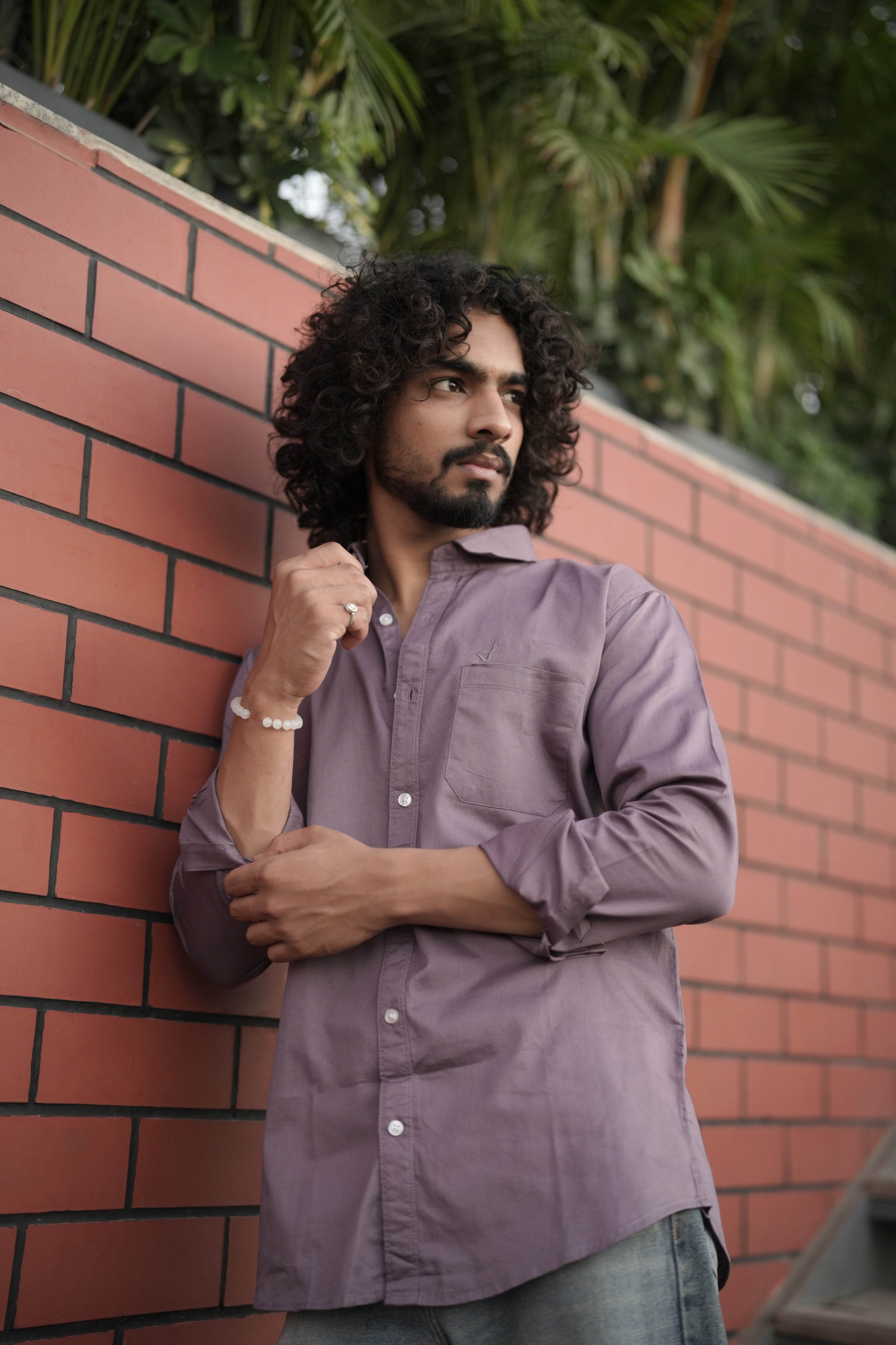 Purple Satin Plain Shirt