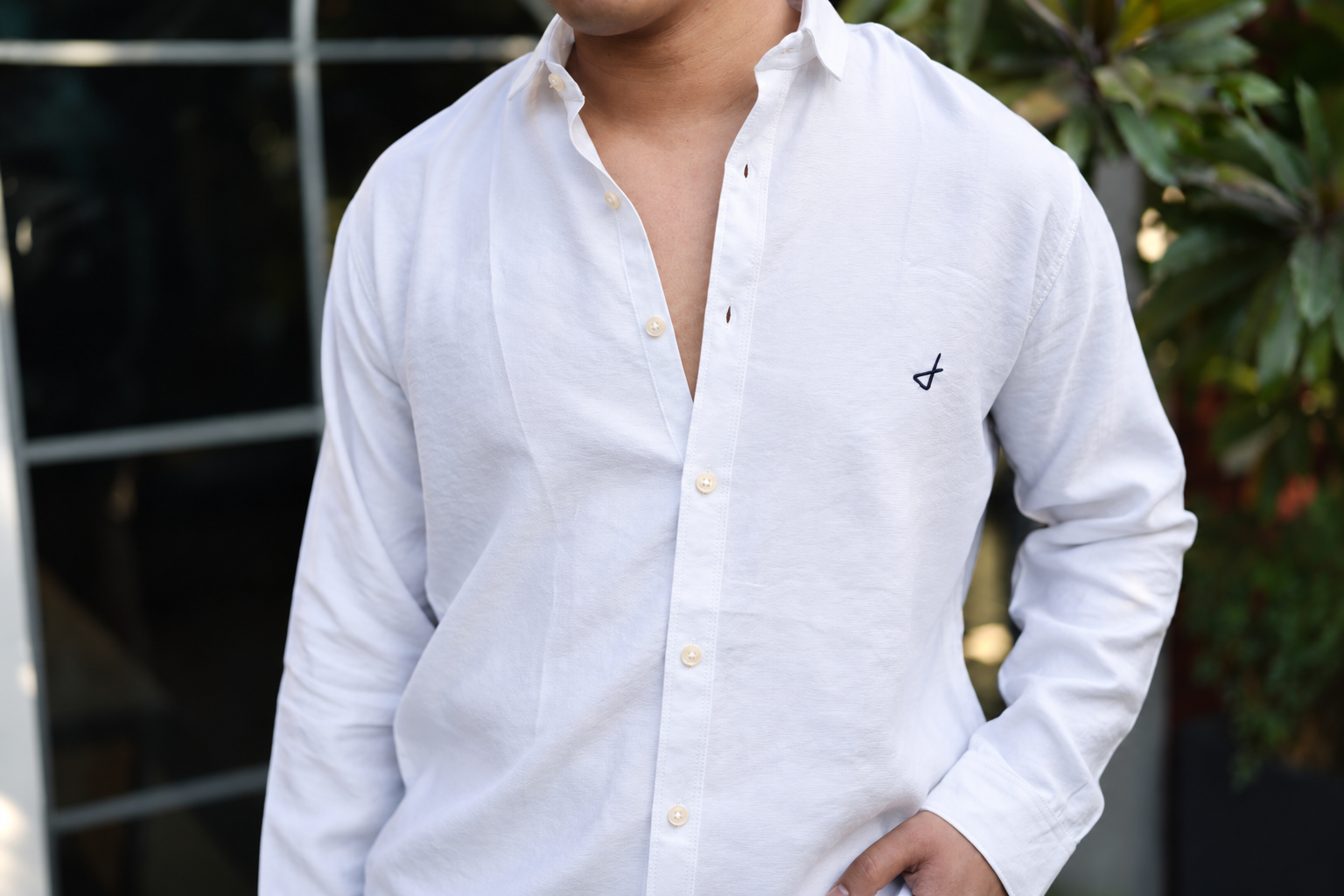 White Lining Lycra Plain Shirt