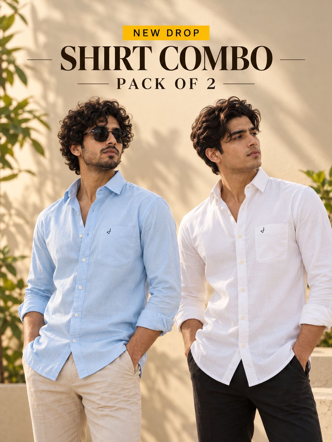 White & Sky Blue Office Satin Duo