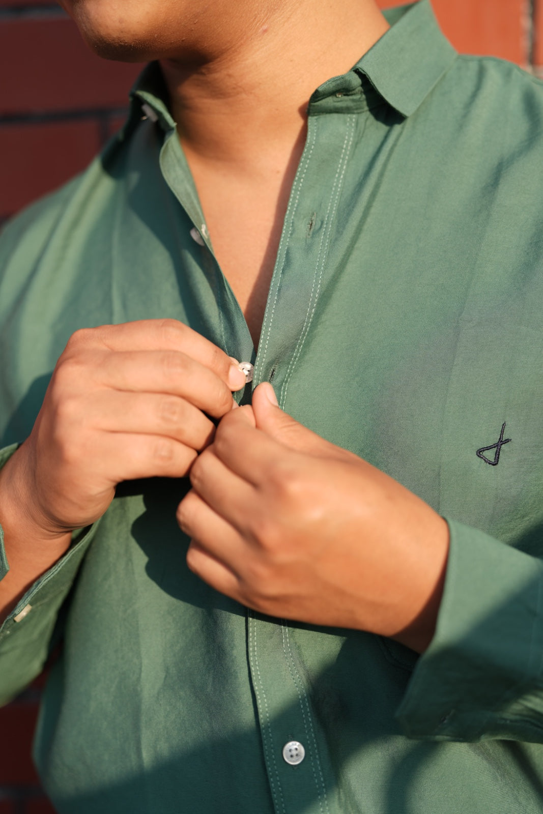 Green Lining Lycra Plain Shirt