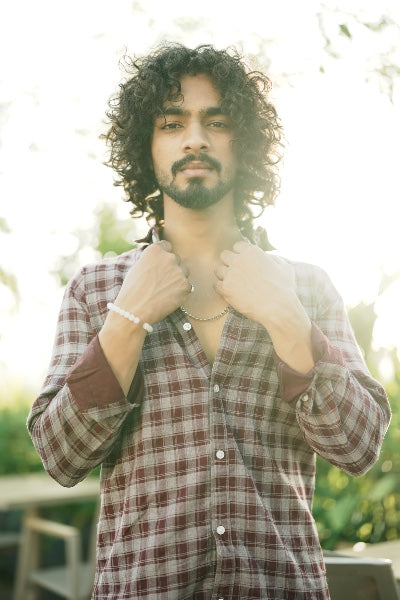 Maroon Double Cloth Check Shirt